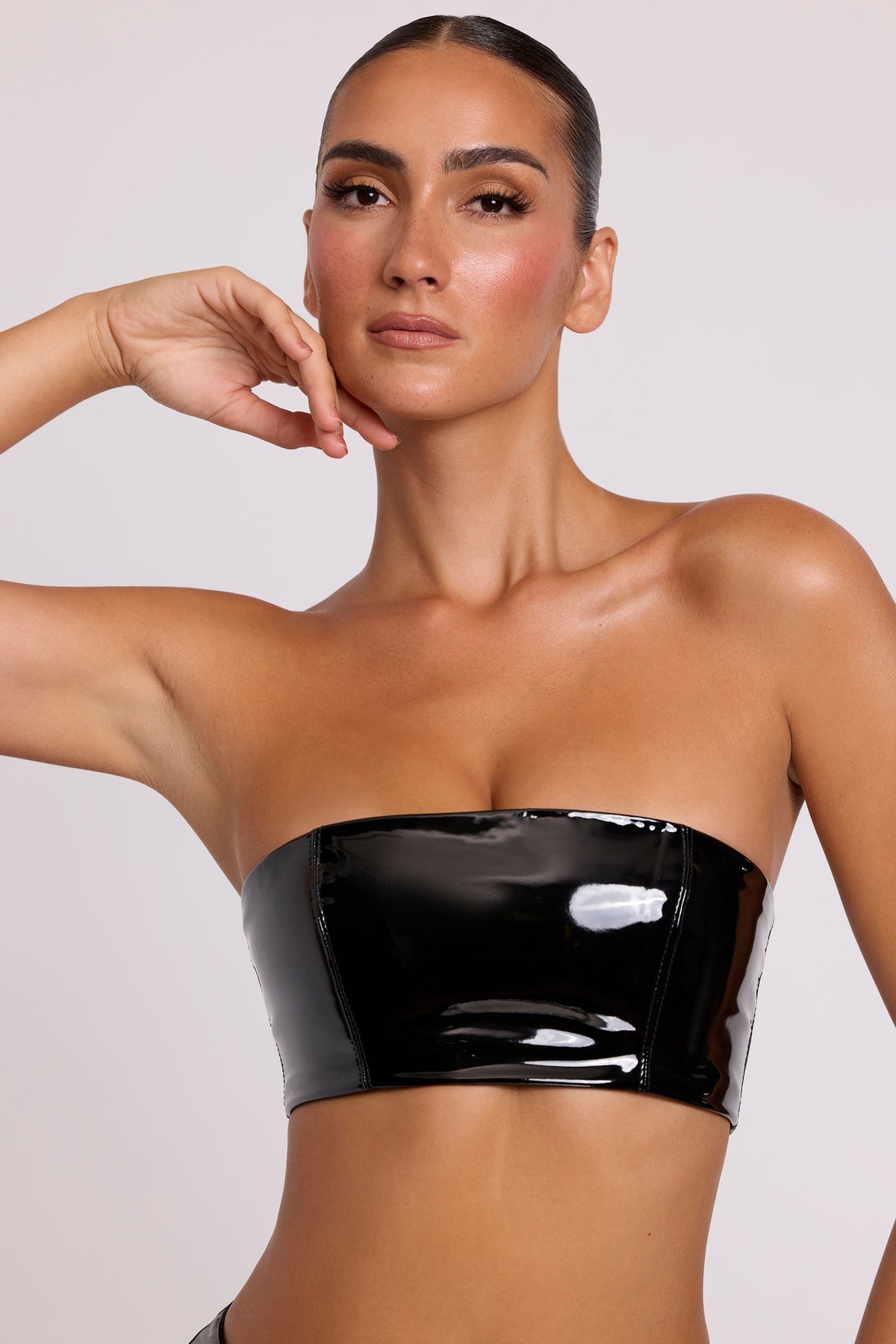 Belavie Jades Vinyl Bandeau Bralette in Black
