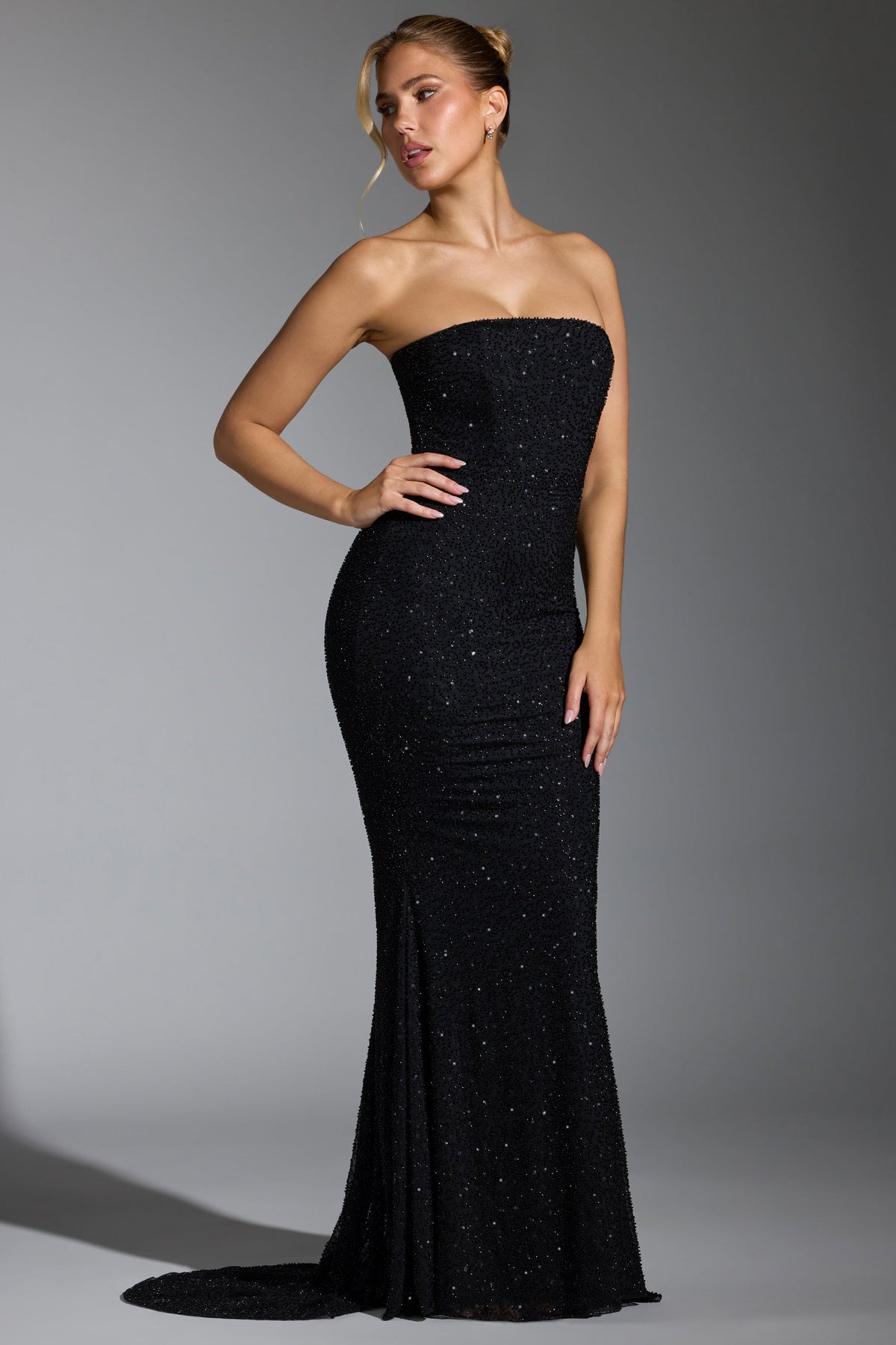 Belavie Florentine Embellished Corset Gown in Black