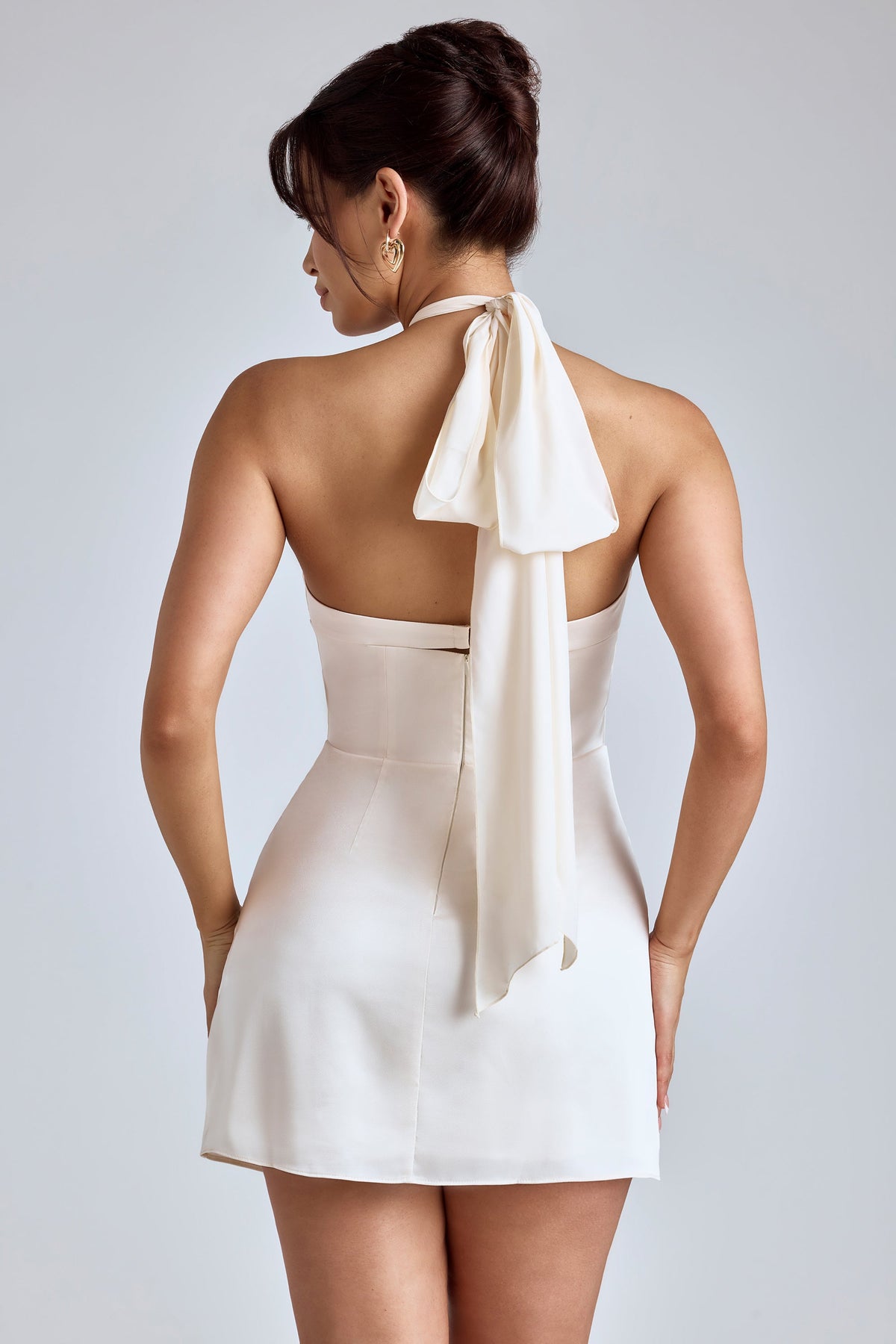 Belavie Lisbath Cross-Neck A-Line Mini Dress in Ivory