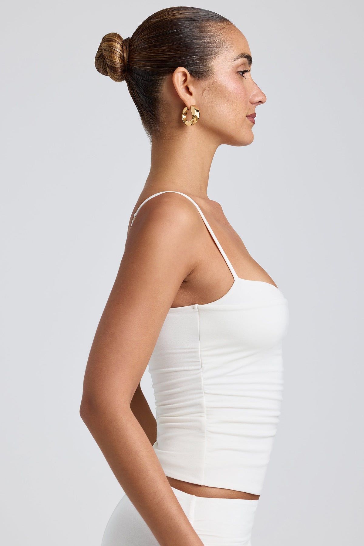Belavie Esma Modal Ruched Layered Tank Top in White
