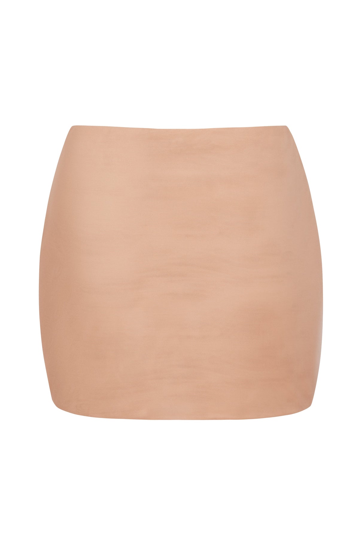 Belavie Soft Mesh Low-Rise Micro Mini Slip Skirt in Warm Peach