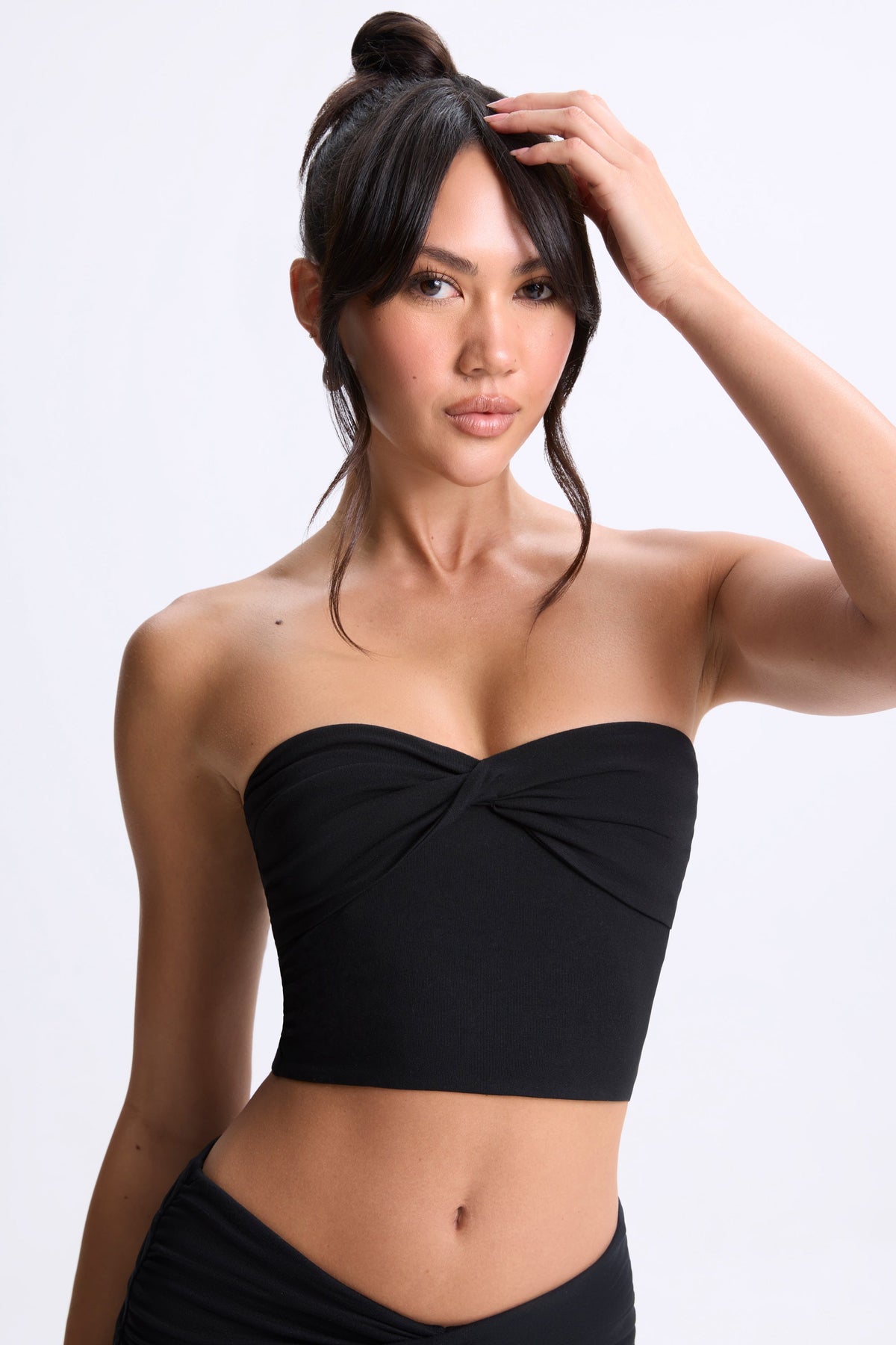 Belavie Edia Modal Twist-Front Bandeau Top in Black