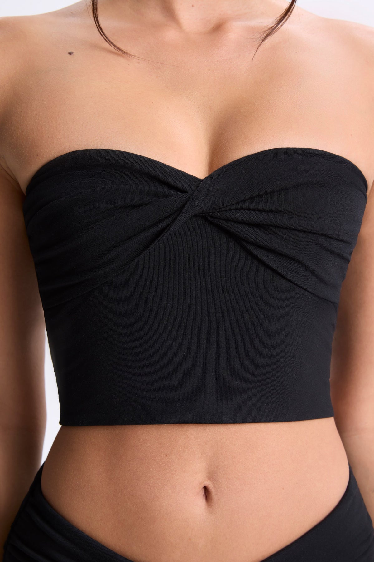 Belavie Edia Modal Twist-Front Bandeau Top in Black