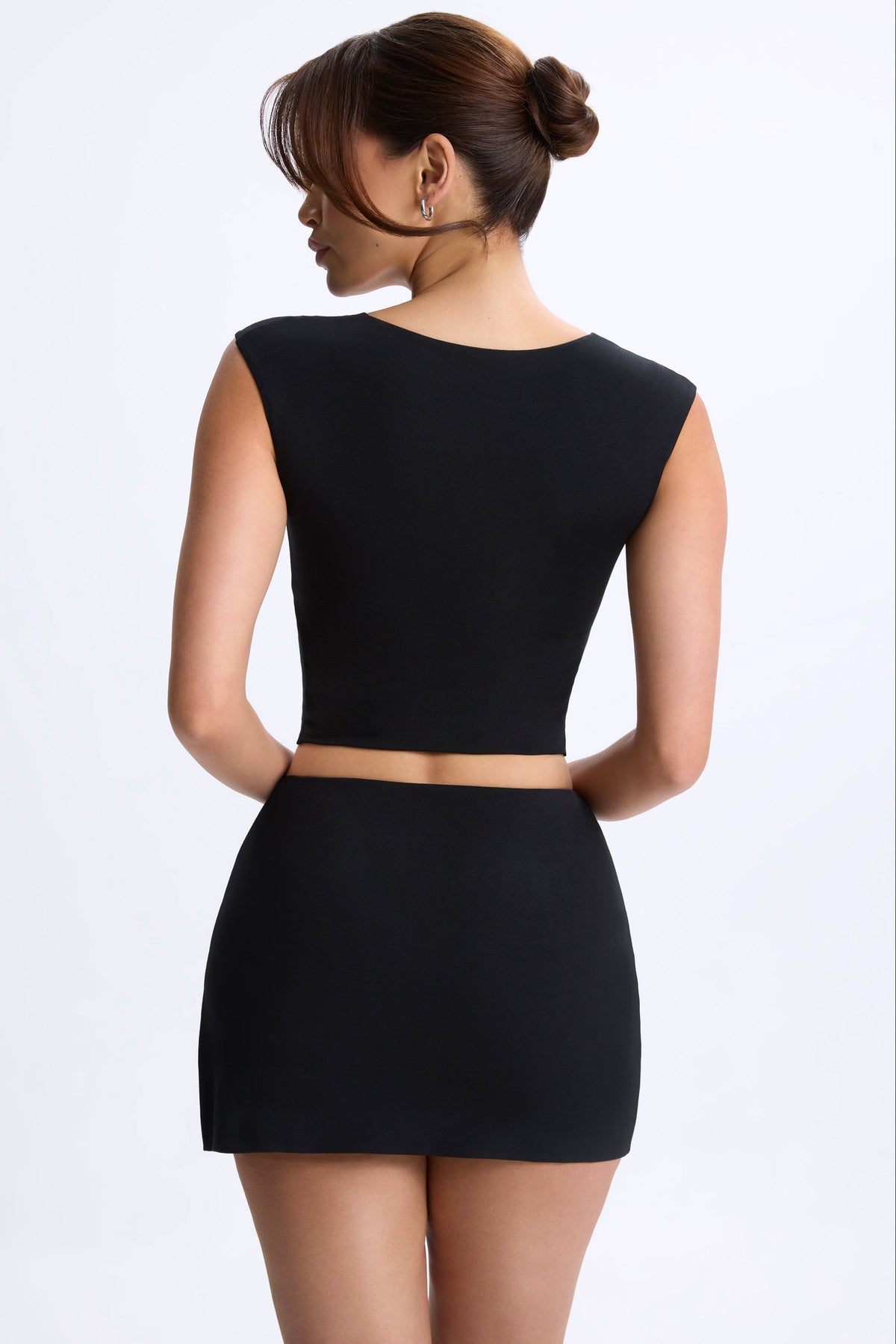Belavie Core Modal Ruched Cap-Sleeve Top in Black
