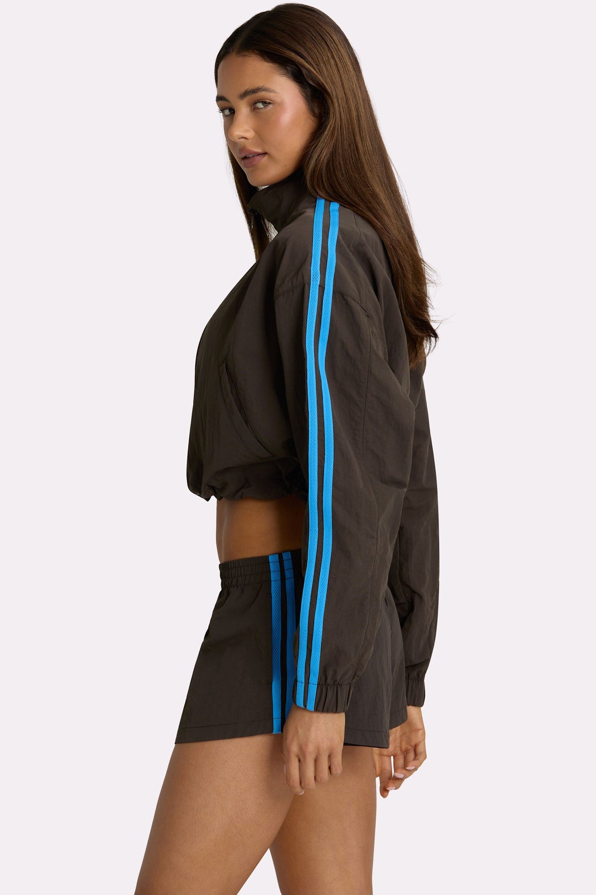 Belavie Woven Zip-Up Track Jacket in Truffle