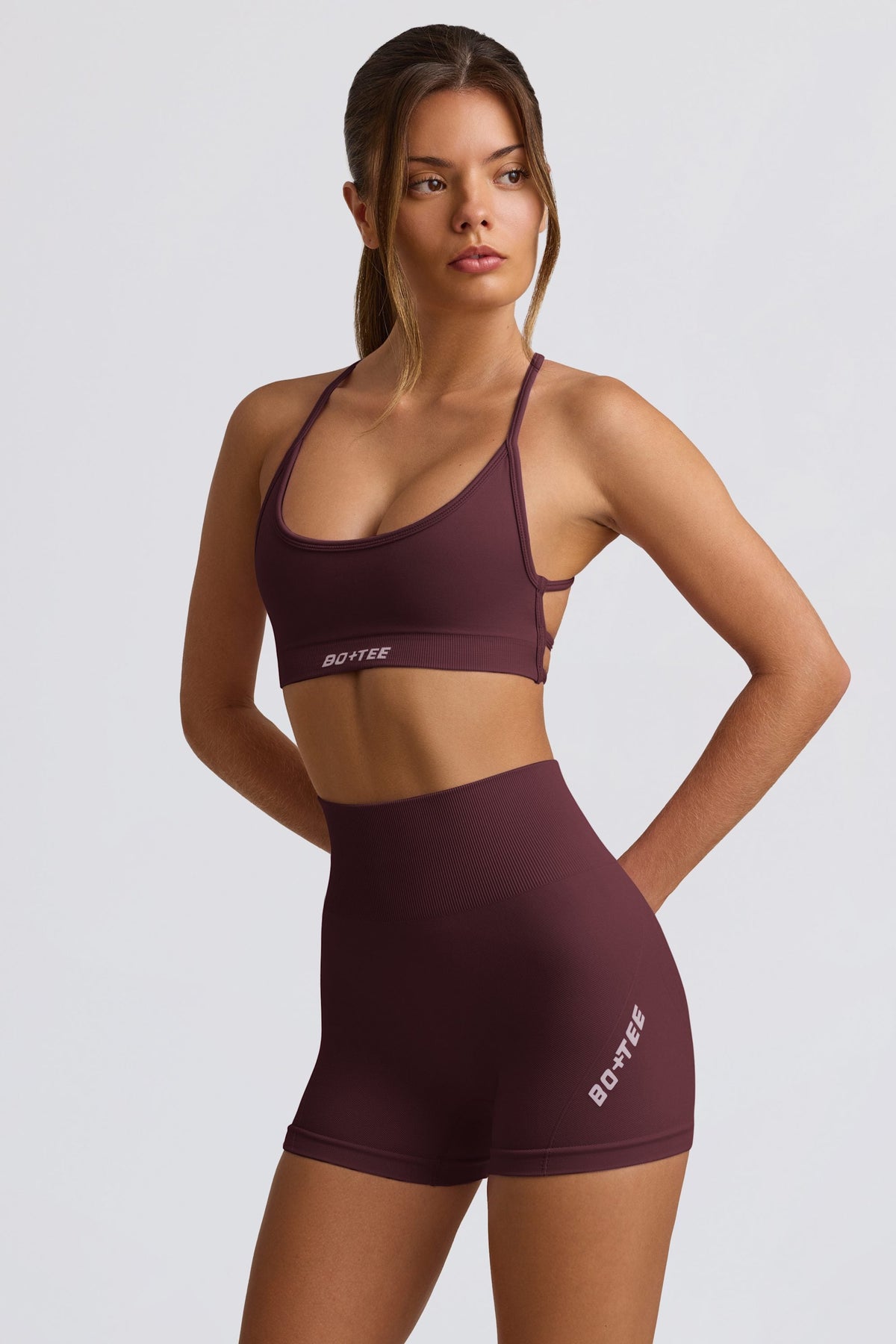 Belavie Super Sculpt Seamless Mini Shorts in Burgundy