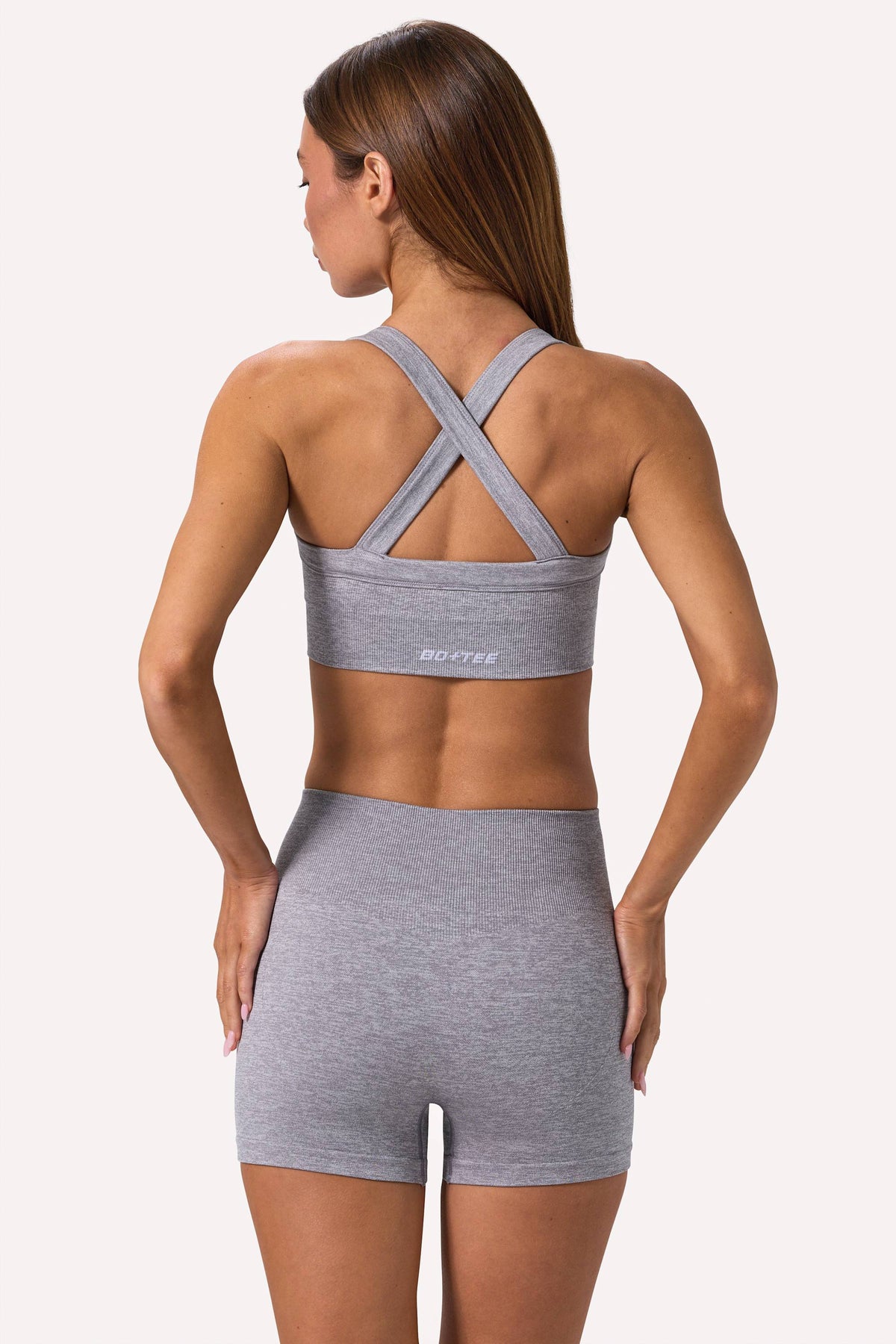 Belavie Super Sculpt Seamless Mini Shorts in Grey Marl