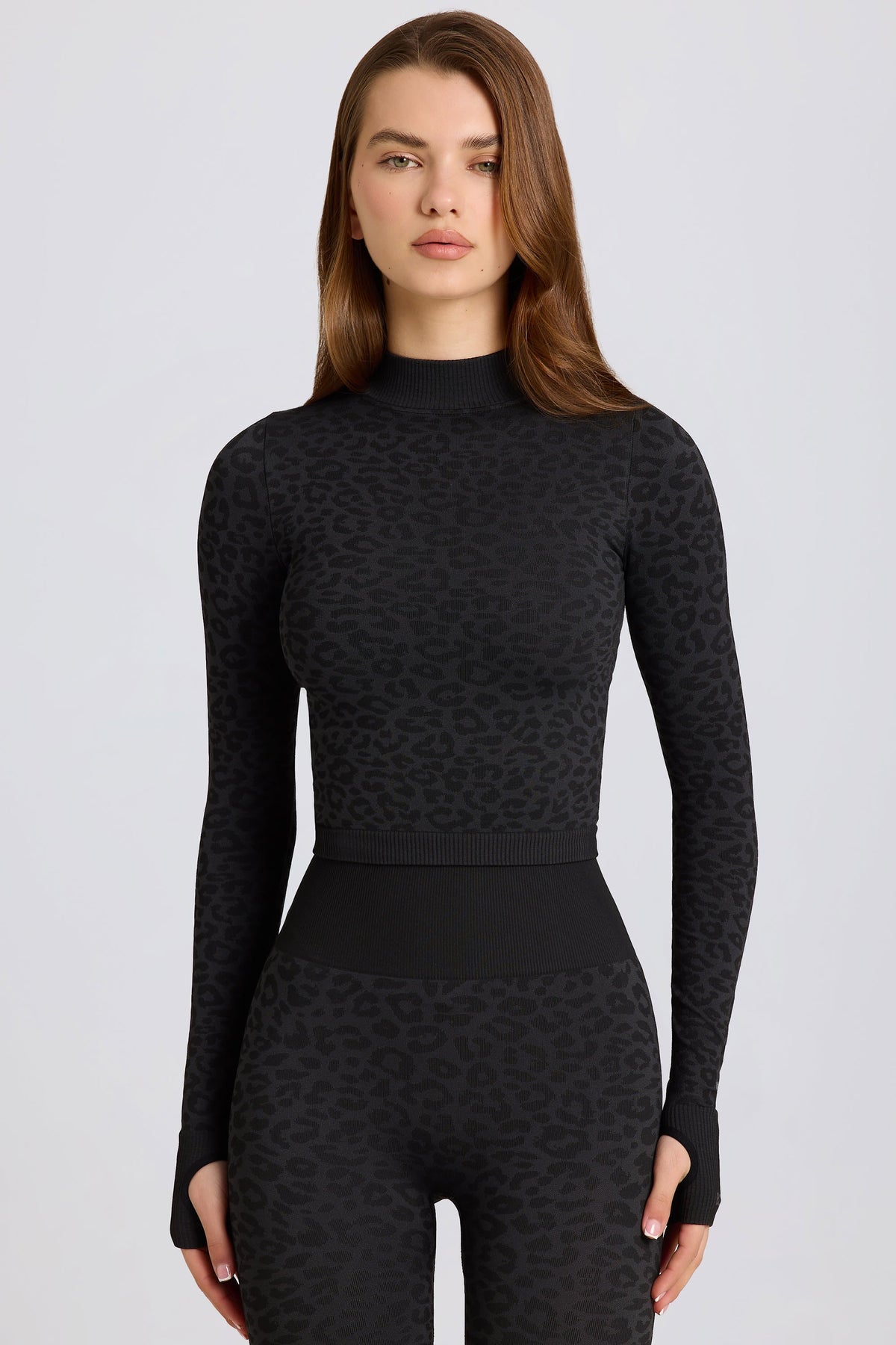 Belavie Thermal Long Sleeve Top in Black Leopard