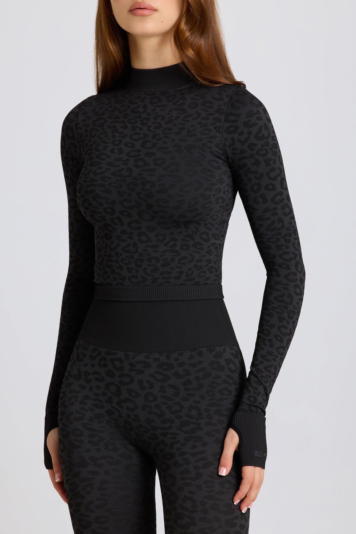 Belavie Thermal Long Sleeve Top in Black Leopard