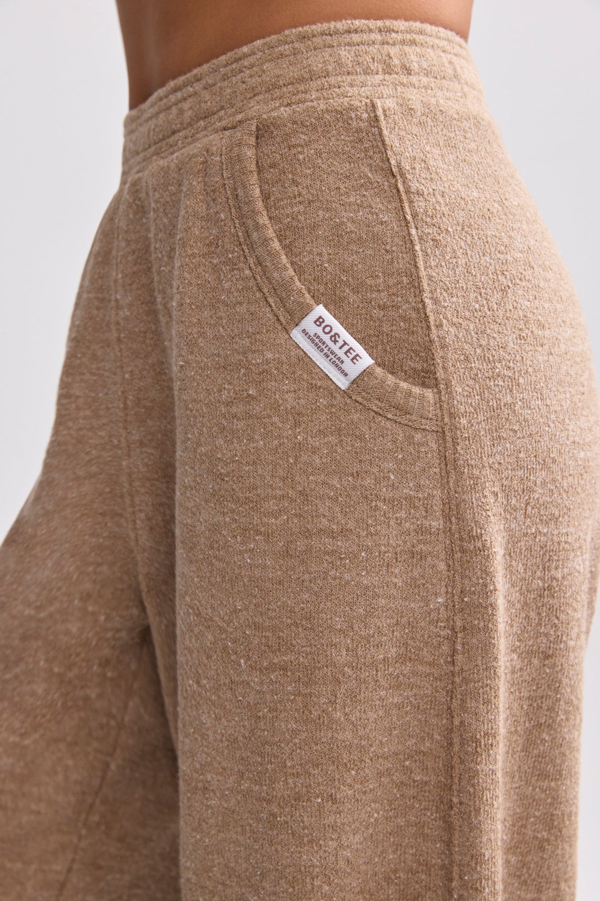 Belavie Terry Towelling Wide-Leg Joggers in Mocha Brown