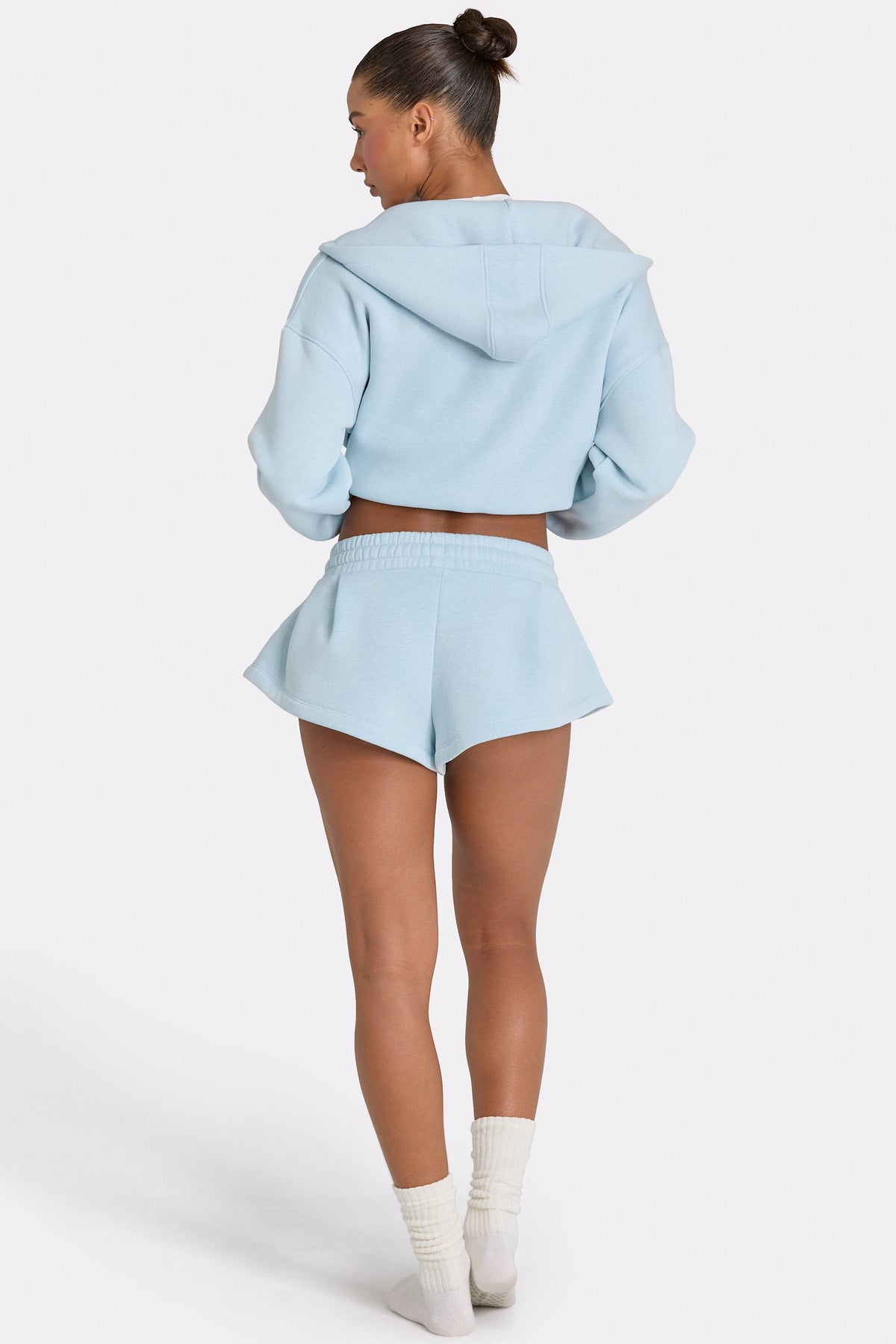 Belavie Mid-Rise Mini Shorts in Powder Blue