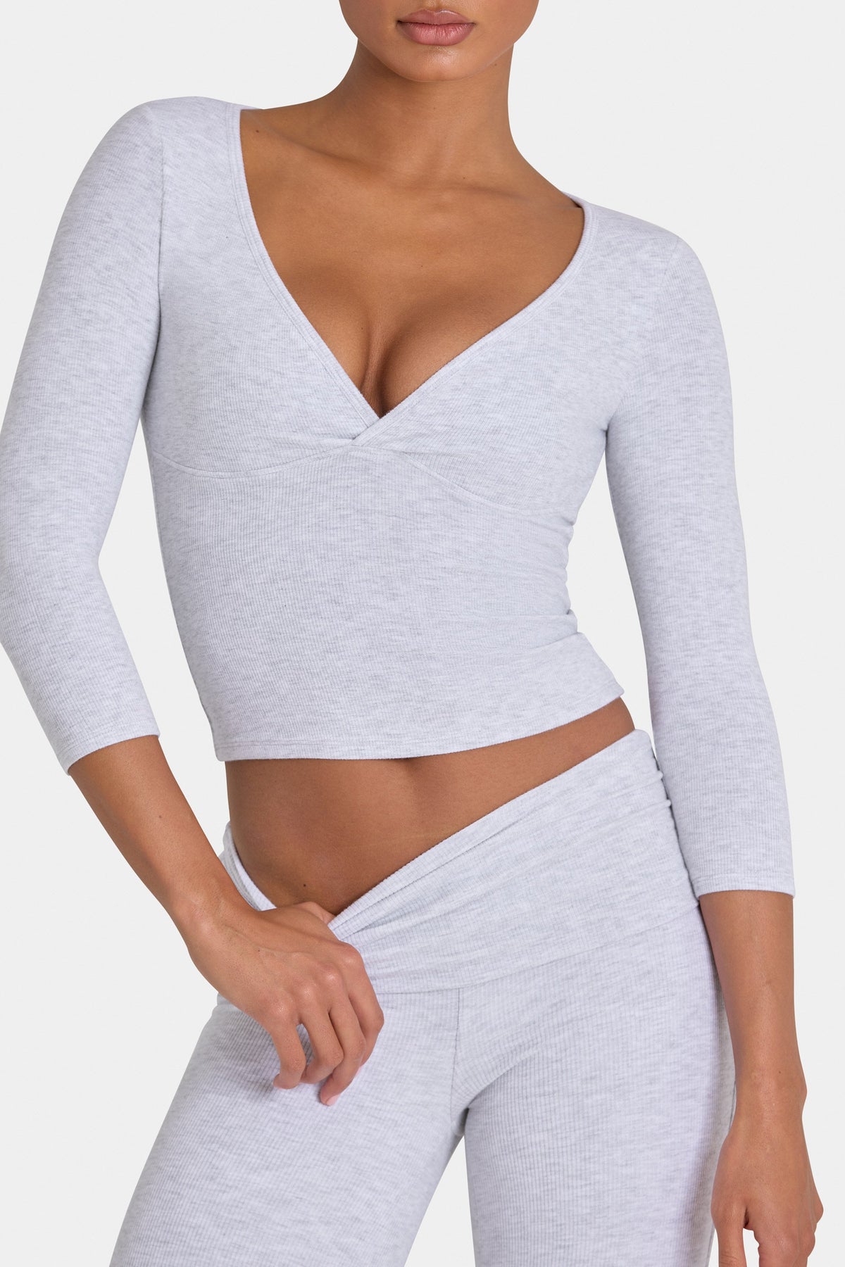Belavie 3/4 Sleeve Top in Grey Marl