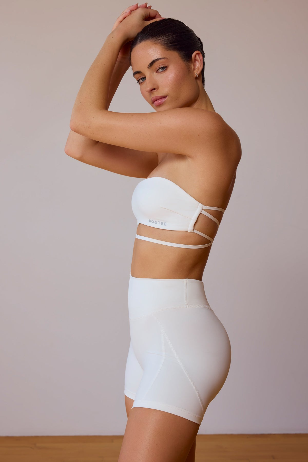 Belavie Cross-Back Bandeau Bra in Soft White