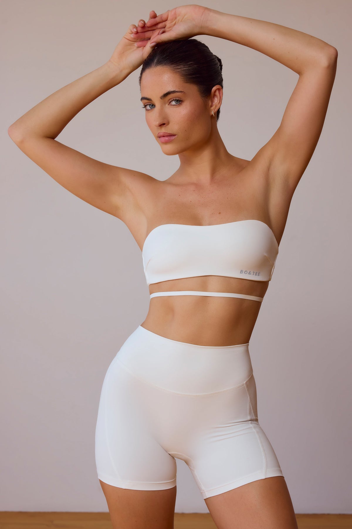 Belavie Cross-Back Bandeau Bra in Soft White