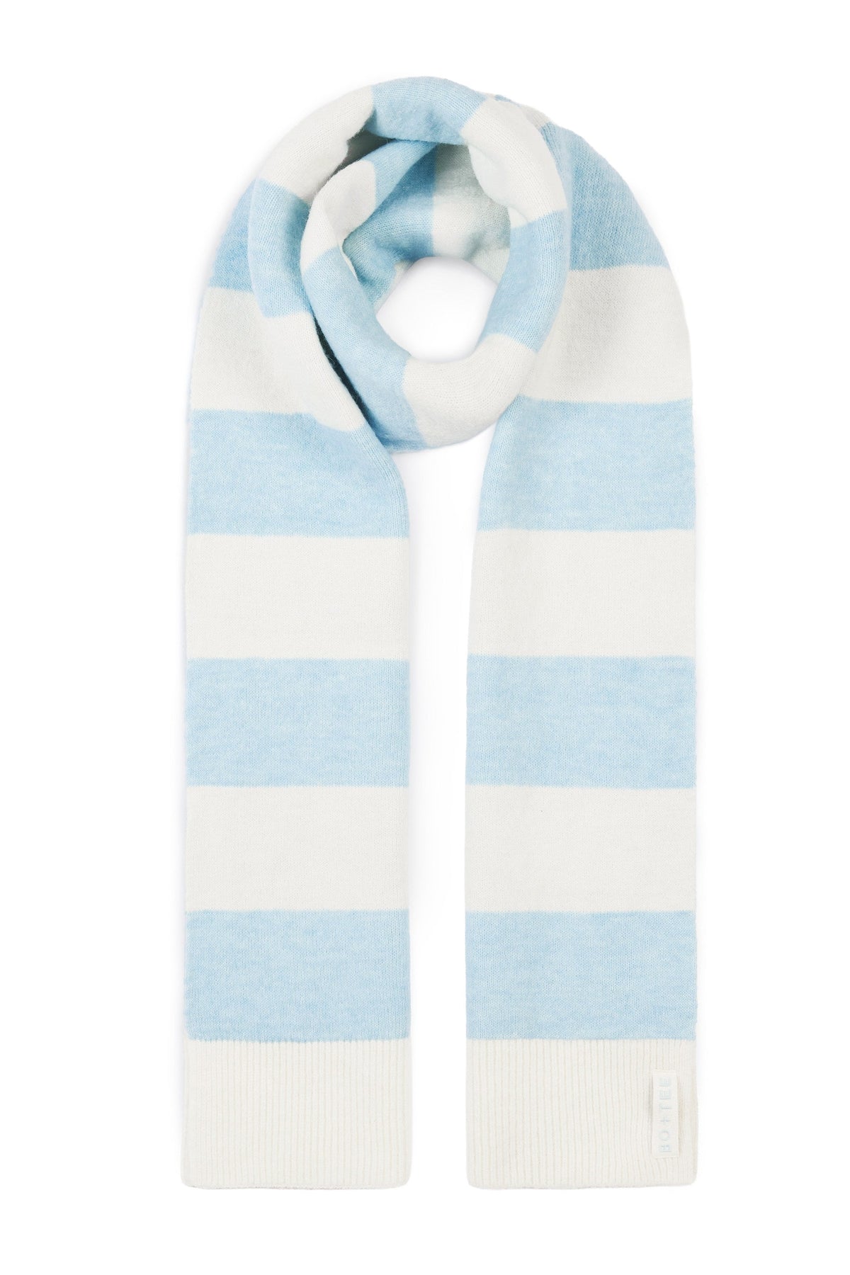 Belavie Knit Striped Scarf in Powder Blue
