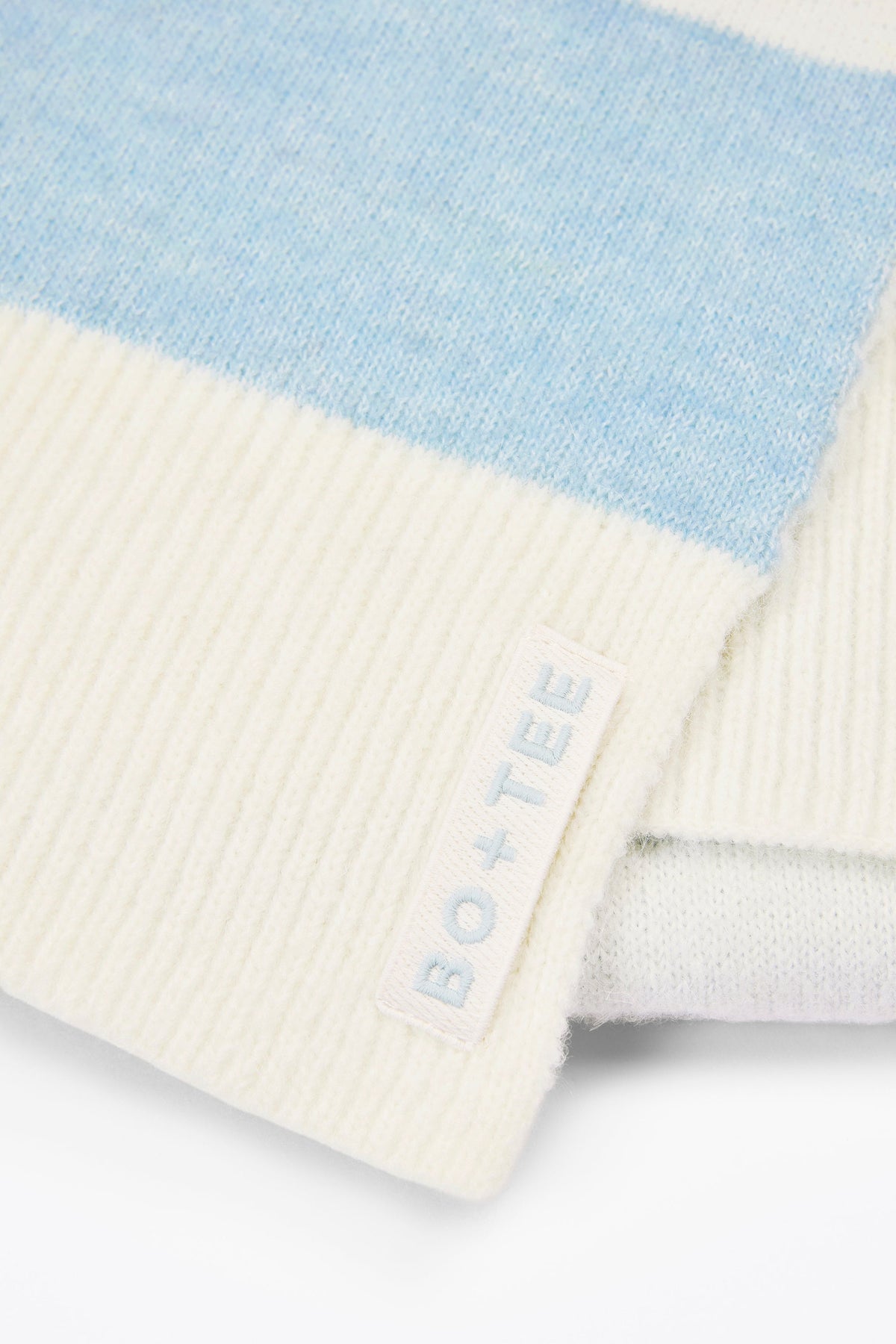 Belavie Knit Striped Scarf in Powder Blue