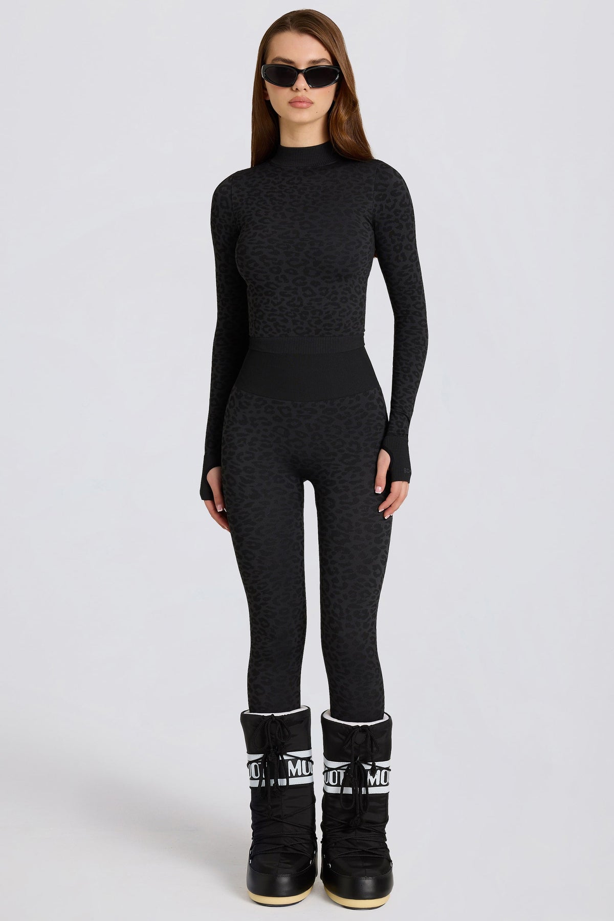 Belavie Thermal Base-Layer Leggings in Black Leopard