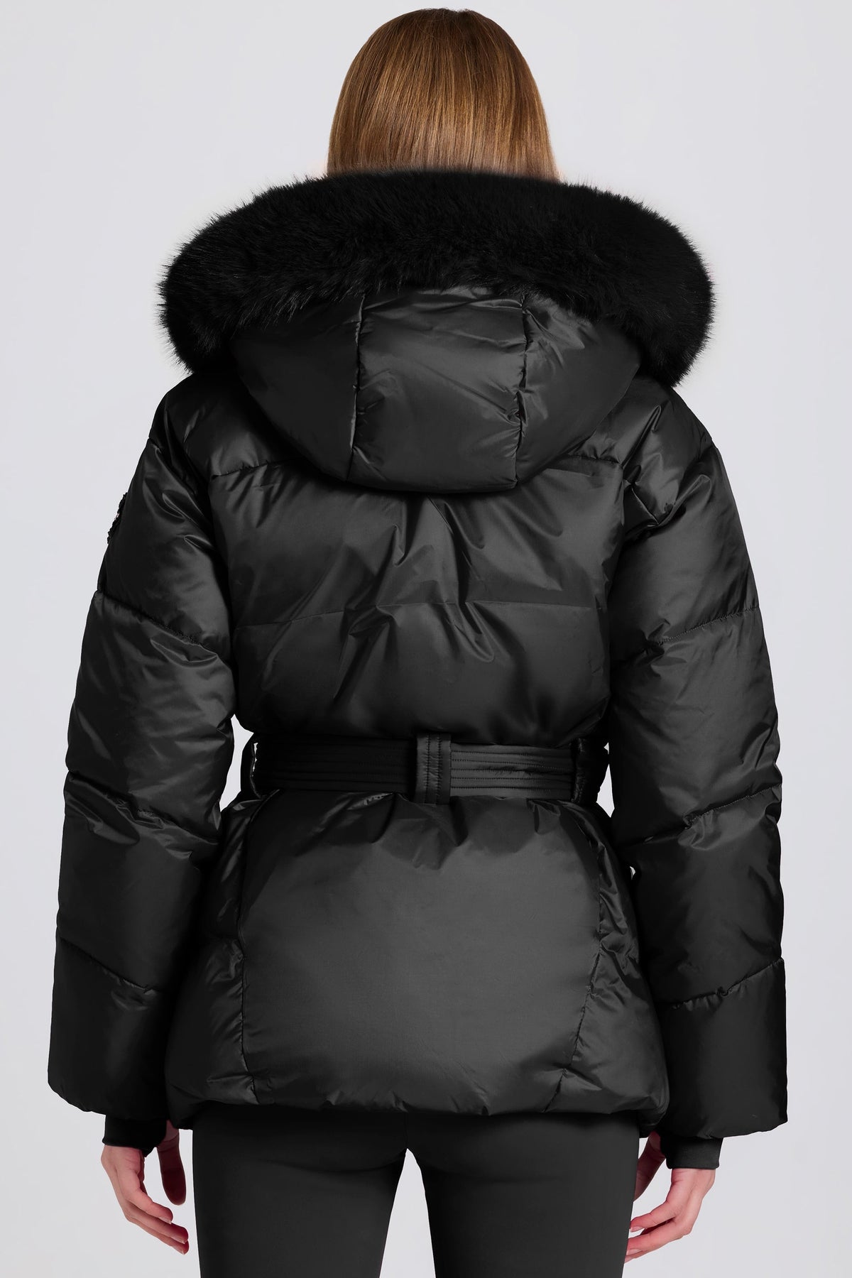Belavie Waterproof Faux-Fur Hood Ski Jacket in Black