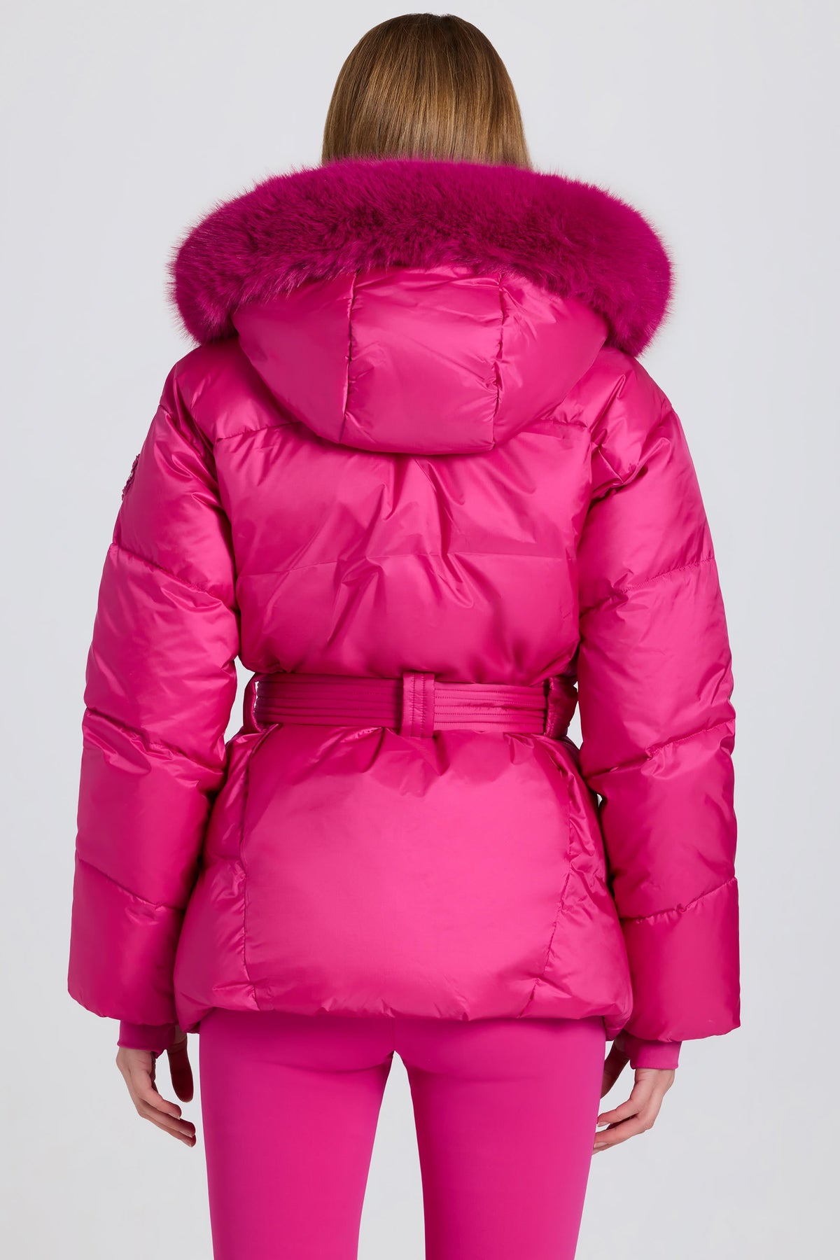 Belavie Waterproof Faux-Fur Hood Ski Jacket in Magenta Pink