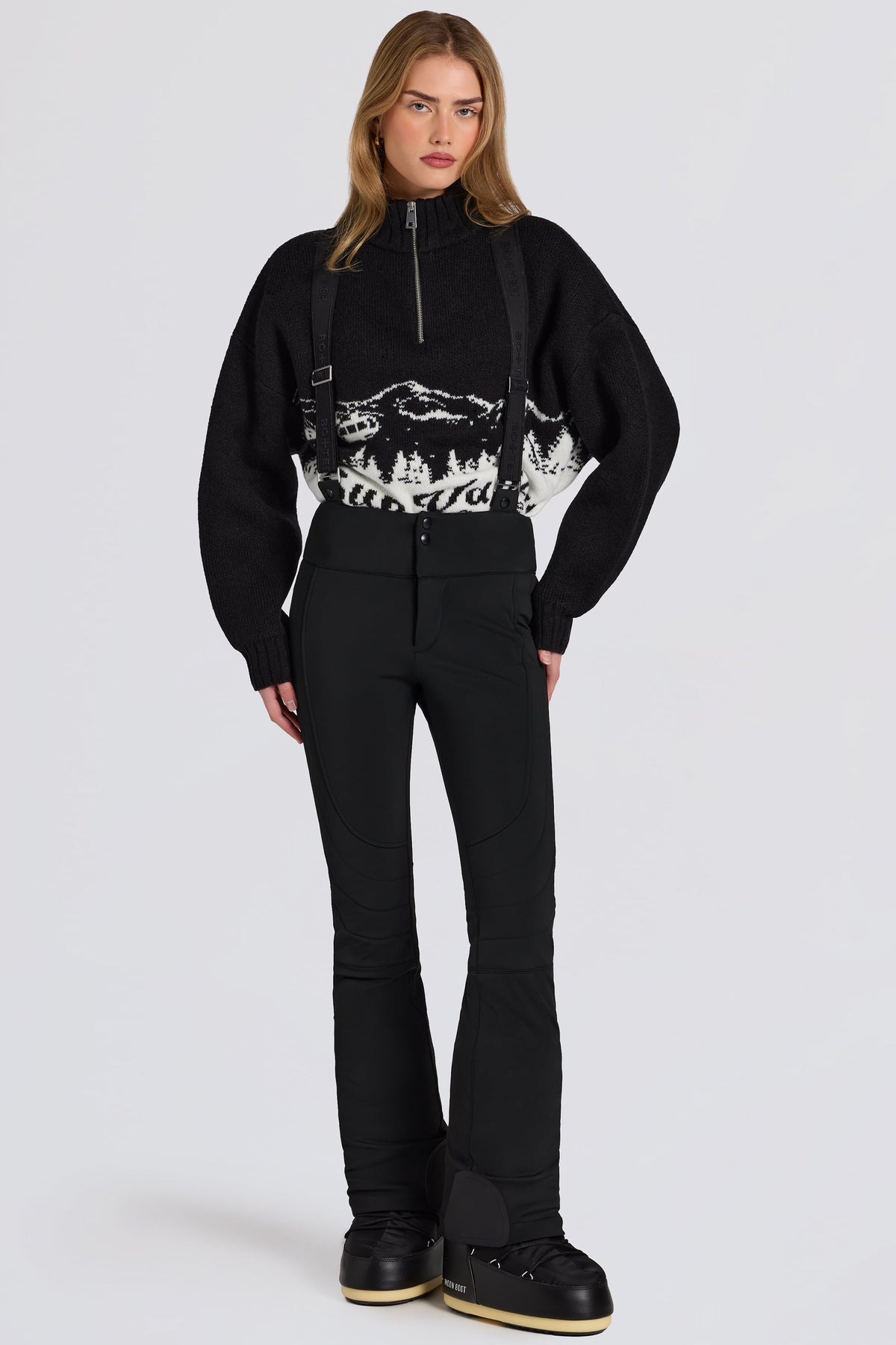 Belavie Waterproof High-Rise Salopettes with Suspenders in Black
