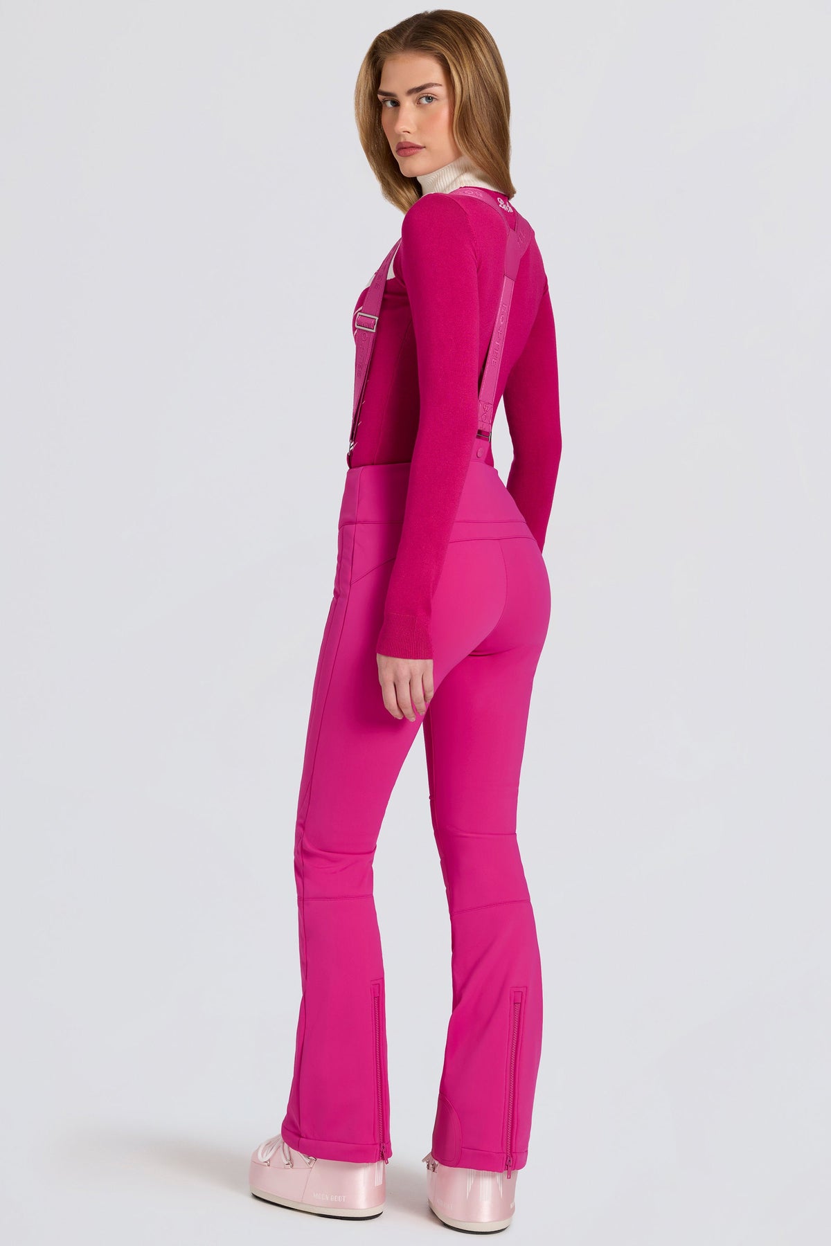 Belavie Waterproof High-Rise Salopettes with Suspenders in Magenta Pink