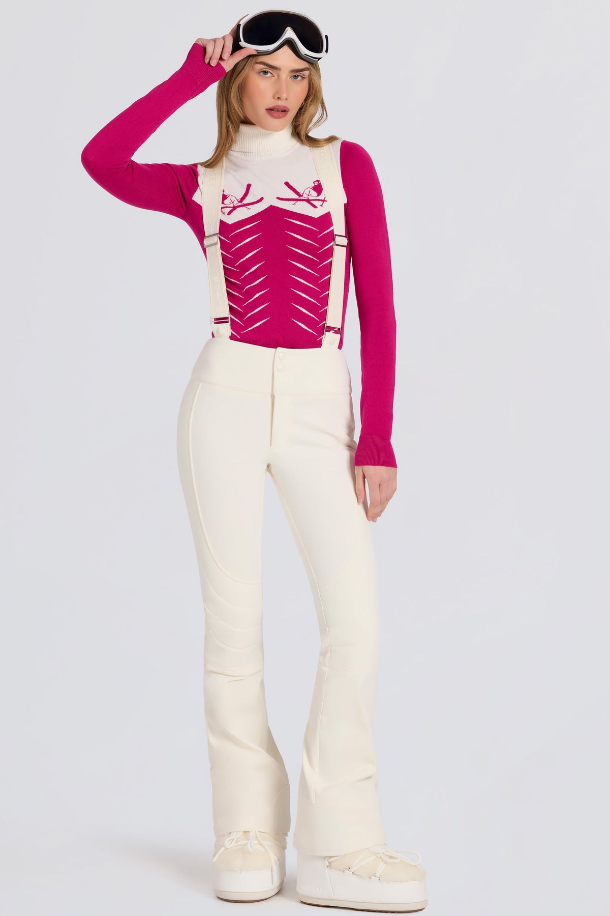 Belavie Waterproof High-Rise Salopettes with Suspenders in Ice