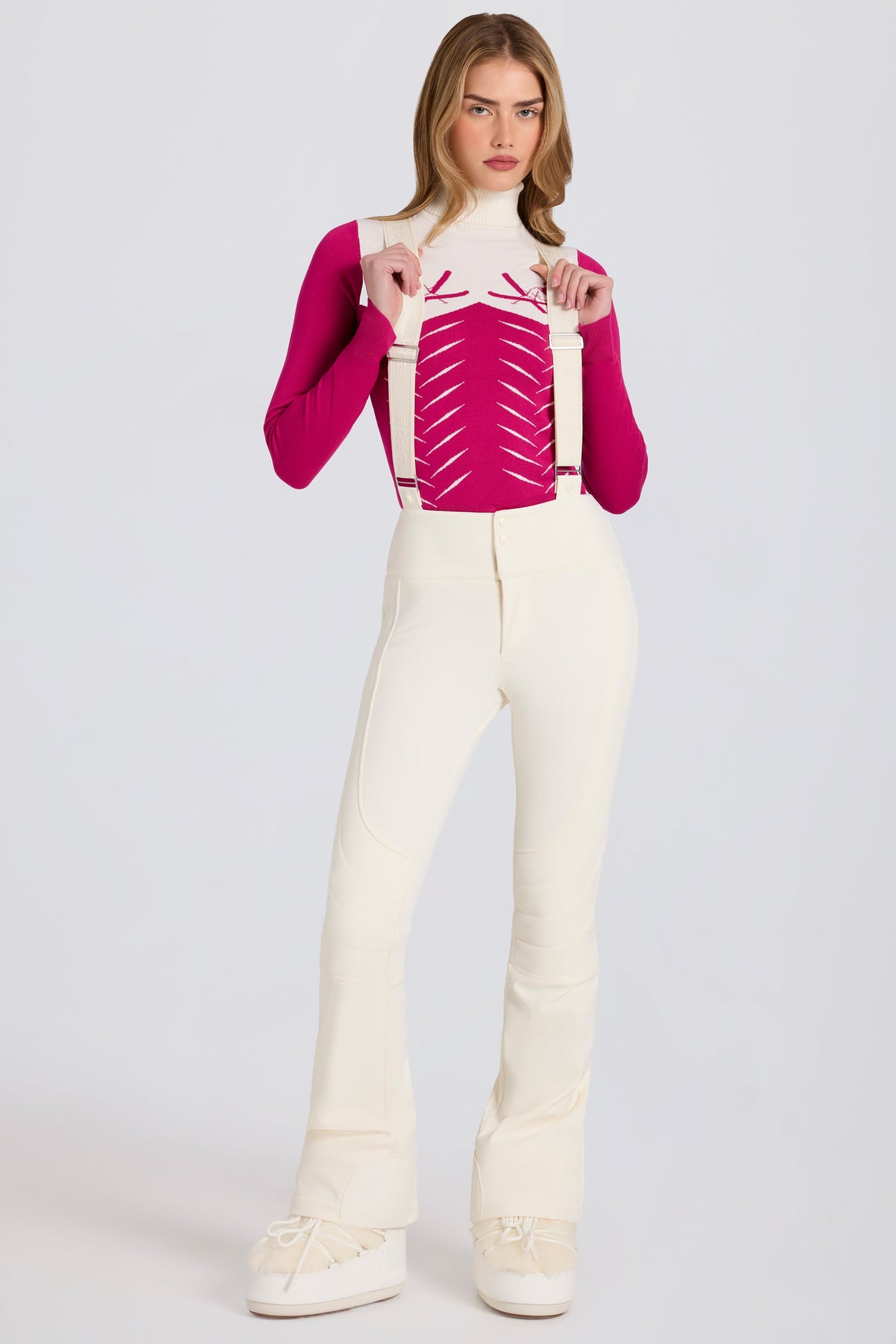 Belavie Waterproof High-Rise Salopettes with Suspenders in Ice