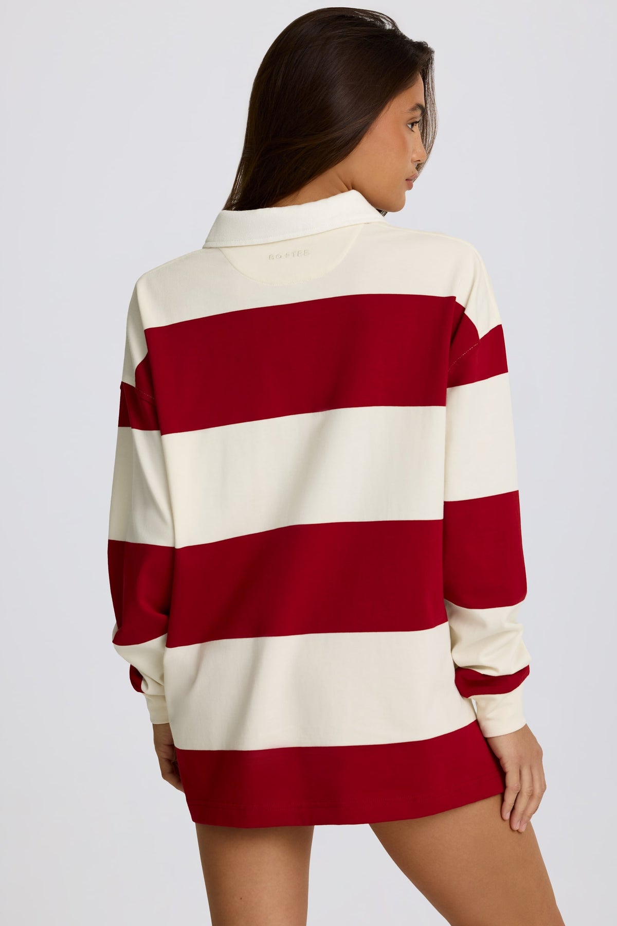 Belavie Striped Oversized Long-Sleeve T-Shirt in Dark Red