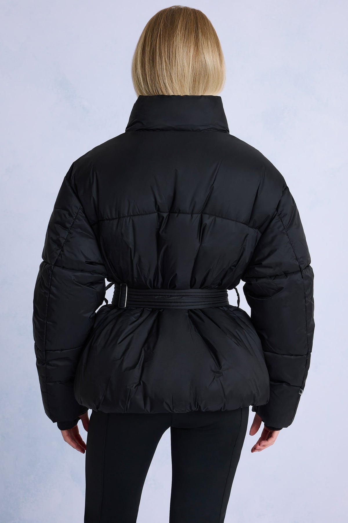 Belavie Waterproof Belted Oversized Ski Jacket in Black