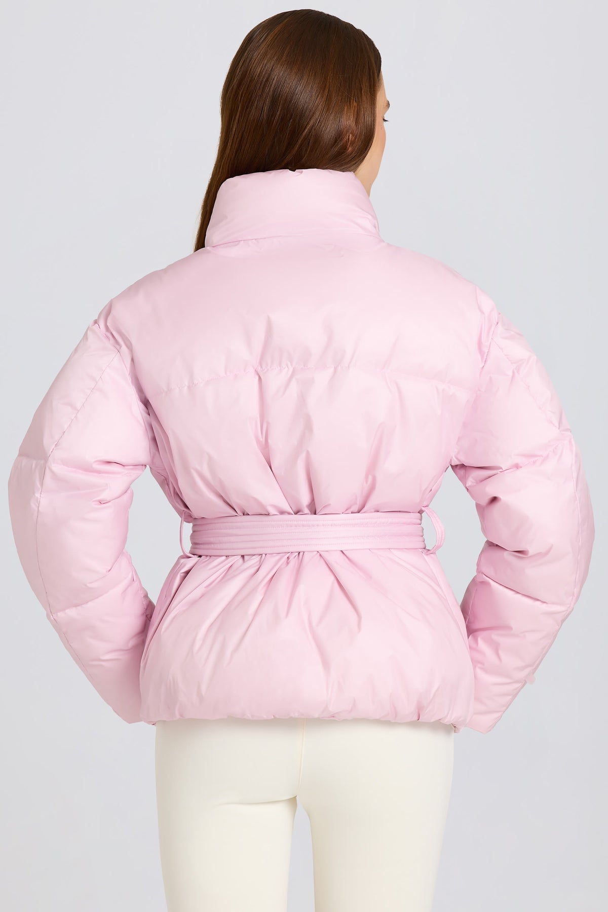 Belavie Waterproof Belted Oversized Ski Jacket in Powder Pink