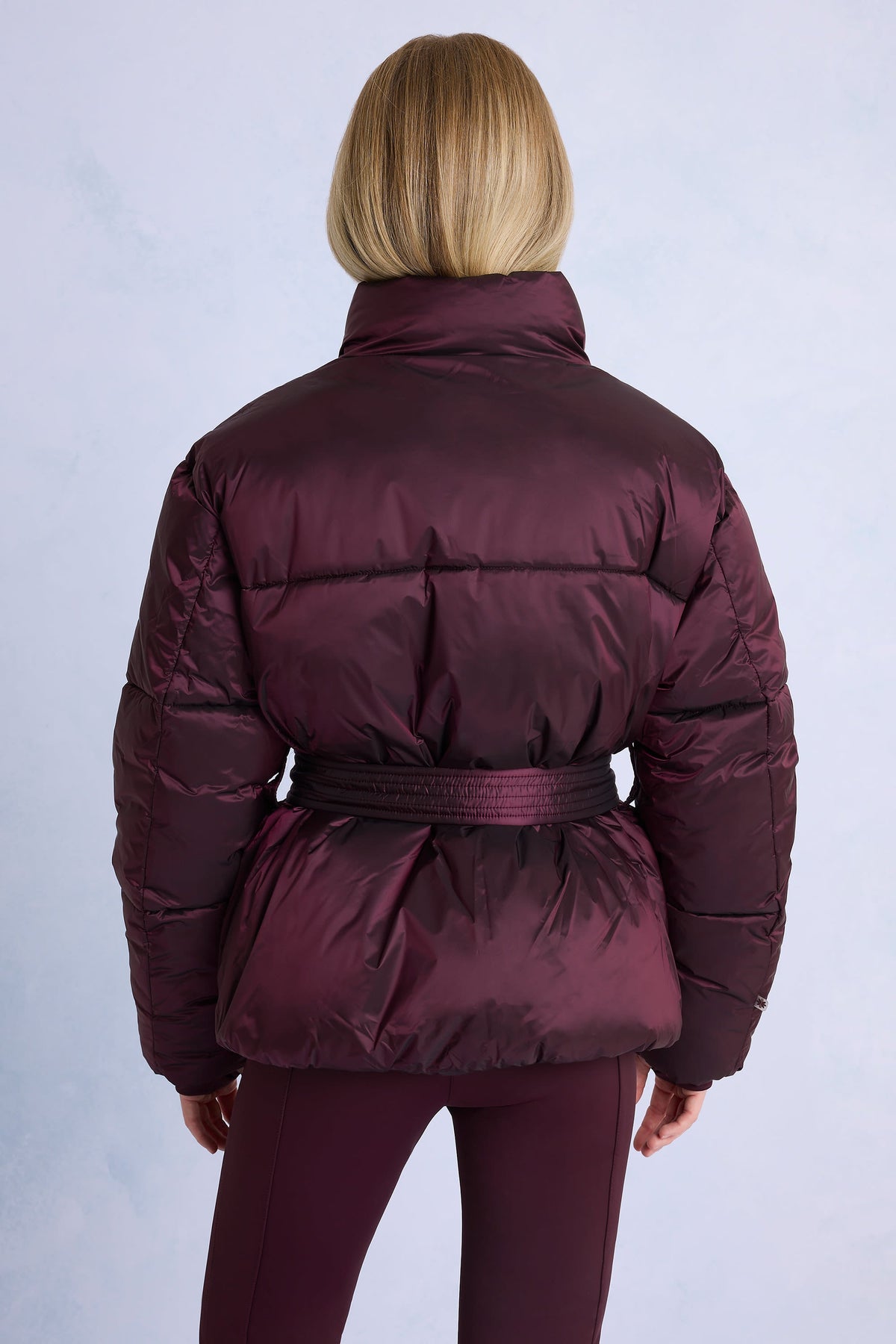 Belavie Waterproof Belted Oversized Ski Jacket in Burgundy