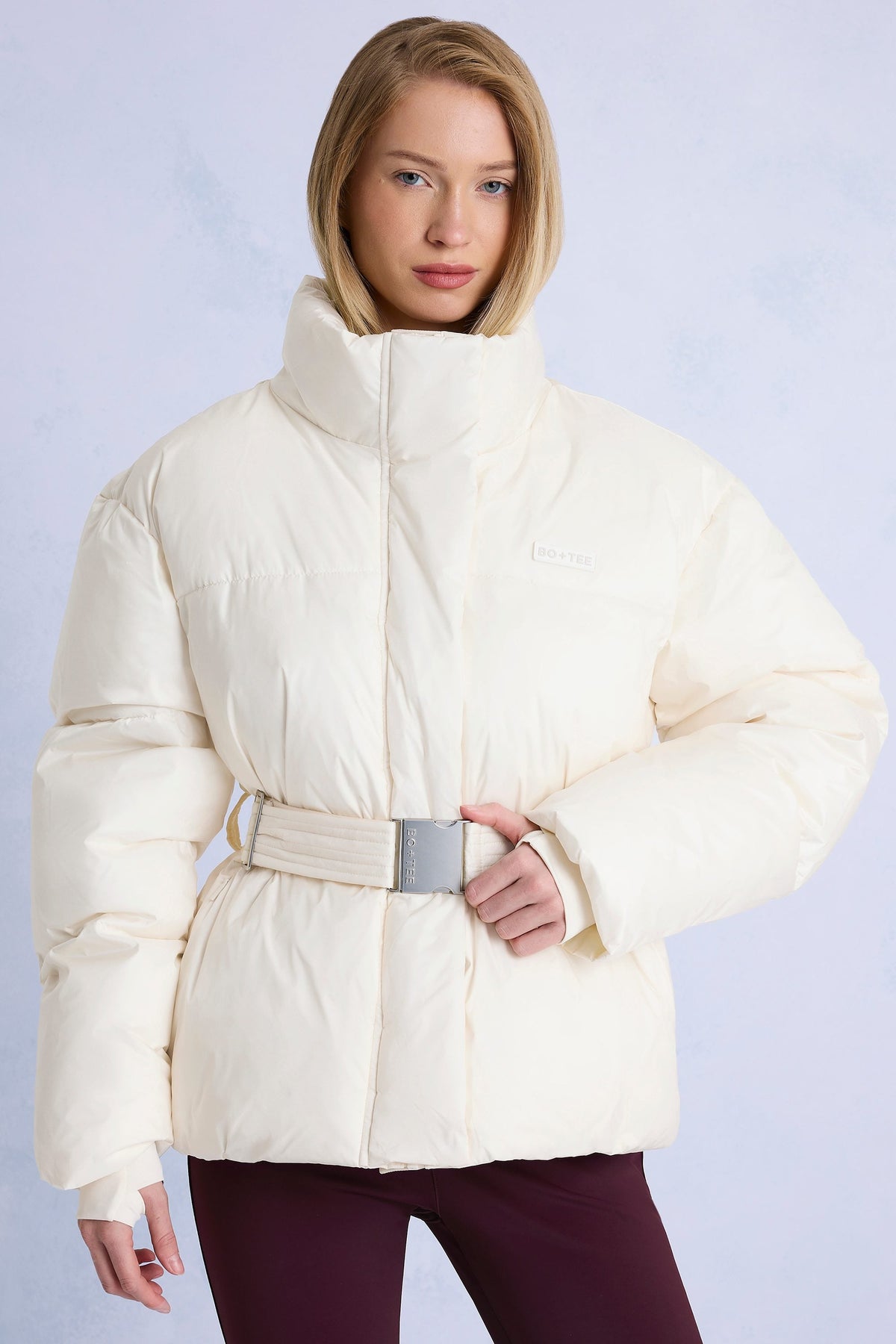 Belavie Waterproof Belted Oversized Ski Jacket in Ice