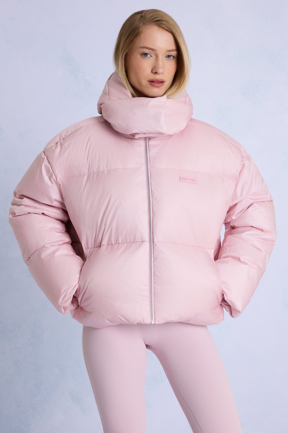 Belavie Waterproof Cropped Oversized Ski Jacket in Powder Pink
