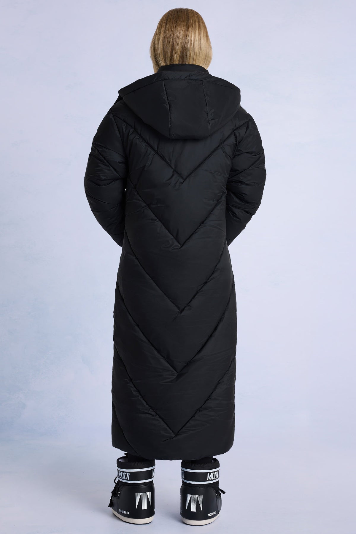 Belavie Waterproof Hooded Long Parka Coat in Black