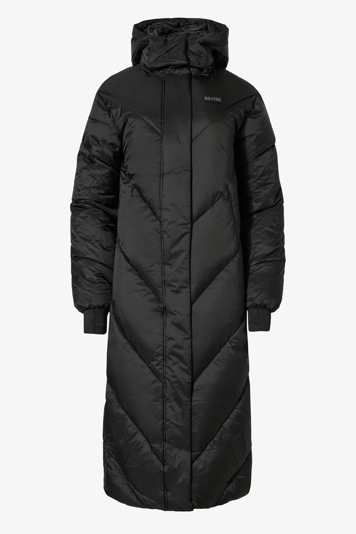 Belavie Waterproof Hooded Long Parka Coat in Black