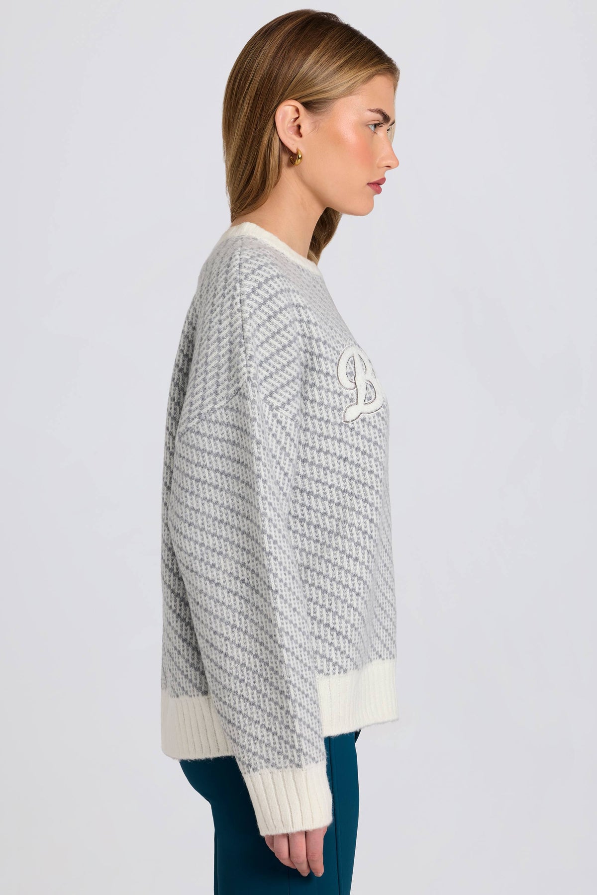 Belavie Knit Logo Oversized Jumper in Ice