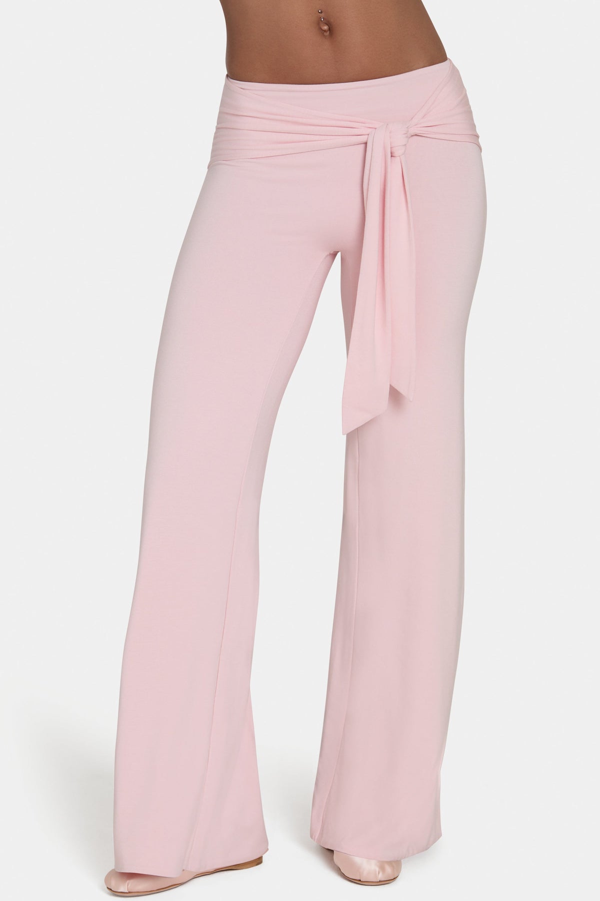 Belavie Tie-Waist Wide-Leg Trousers in Blush