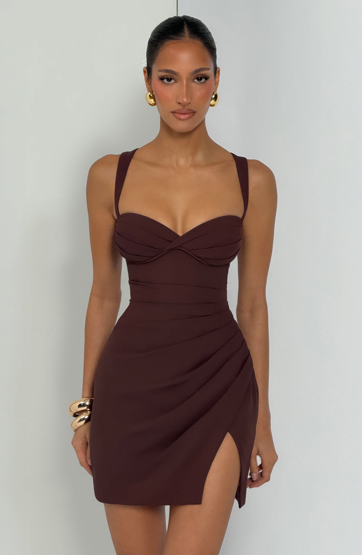 Belavie Everettella Mini Dress - Plum Brown