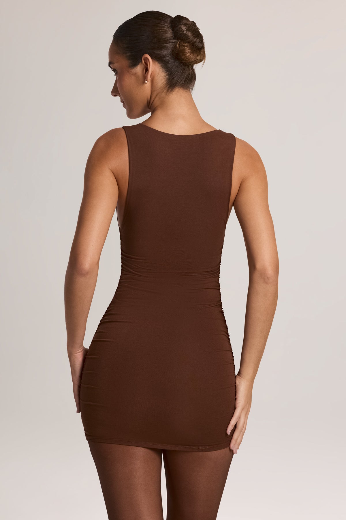 Belavie Artia Modal Bodycon Mini Dress in Cocoa Brown