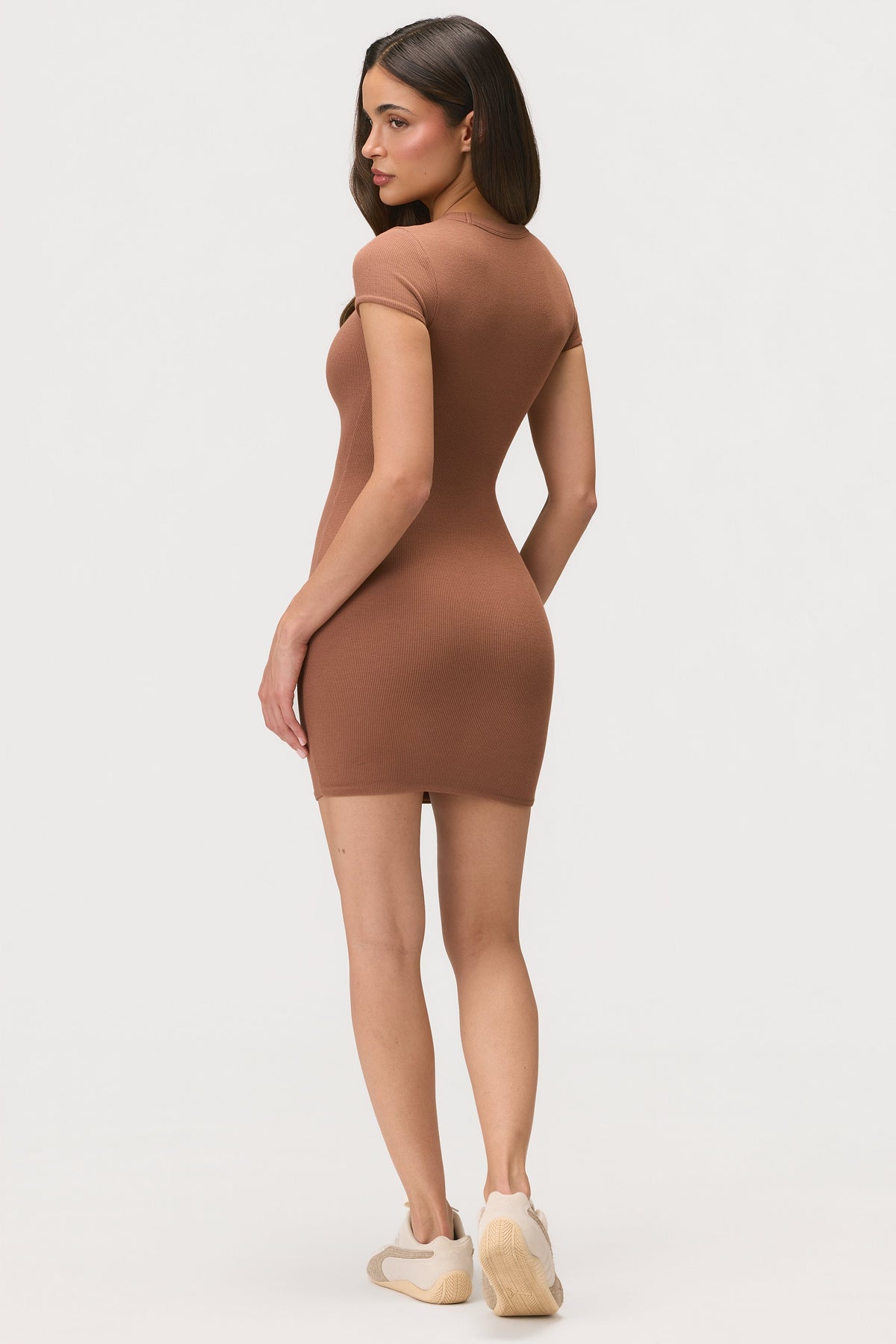Belavie Cap Sleeve Mini Dress in Cocoa