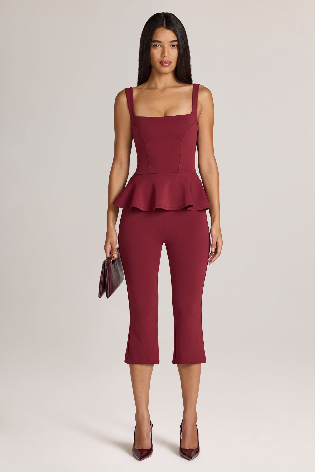 Belavie Geone Ponte Capri Trousers in Wine