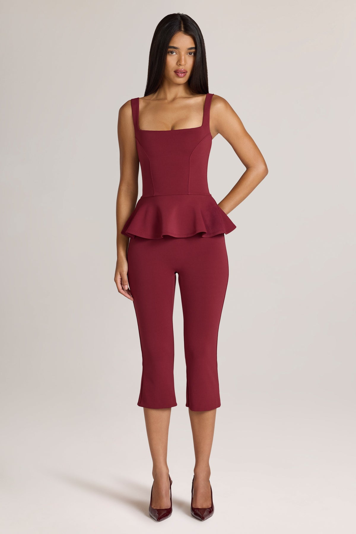 Belavie Geone Ponte Capri Trousers in Wine