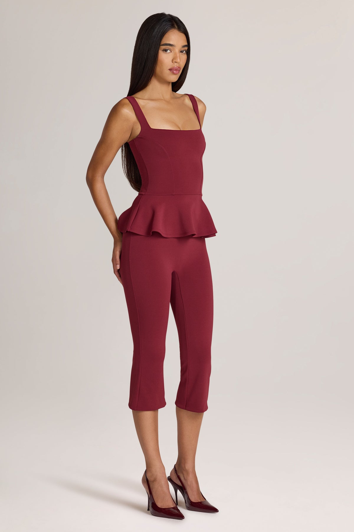 Belavie Geone Ponte Capri Trousers in Wine