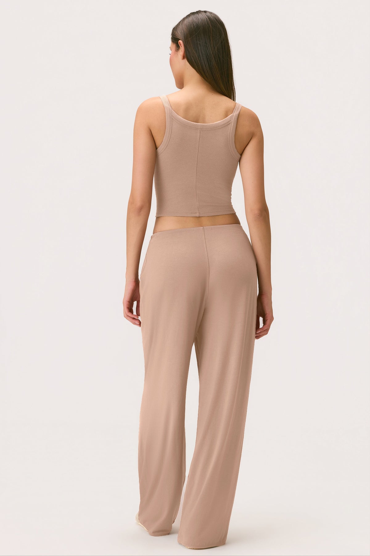 Belavie Tie-Waist Wide-Leg Trousers in Oatmeal