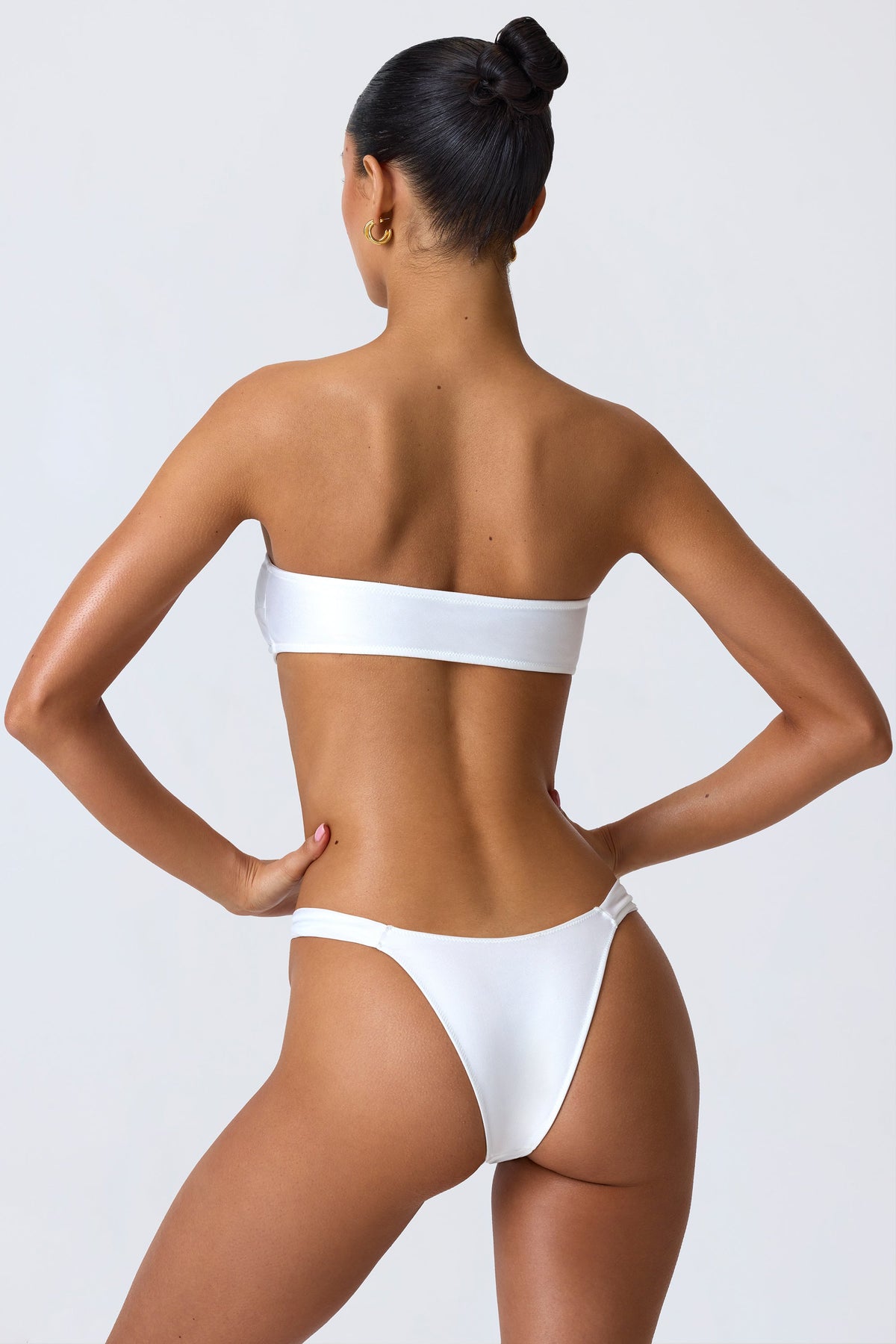 Belavie Embellished Wide Strap Cheeky Bikini Bottoms in White