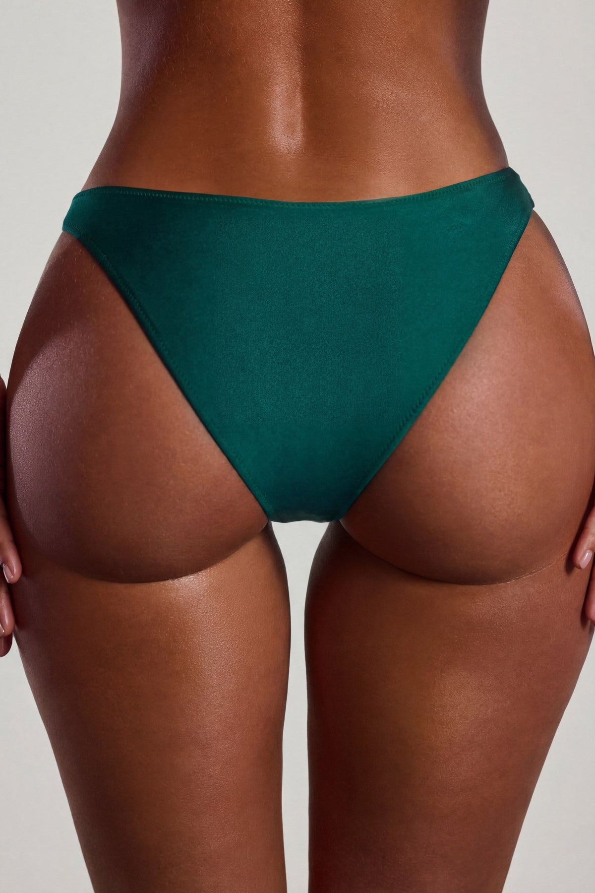 Belavie Palao Bead-Embellished High-Leg Cheeky Bikini Bottoms in Jade Green