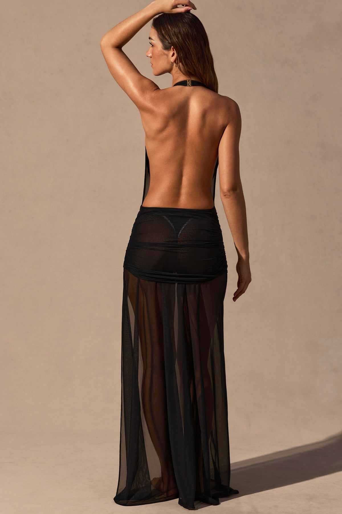 Belavie Anaye Cowl-Neck Plunge Maxi Dress in Black