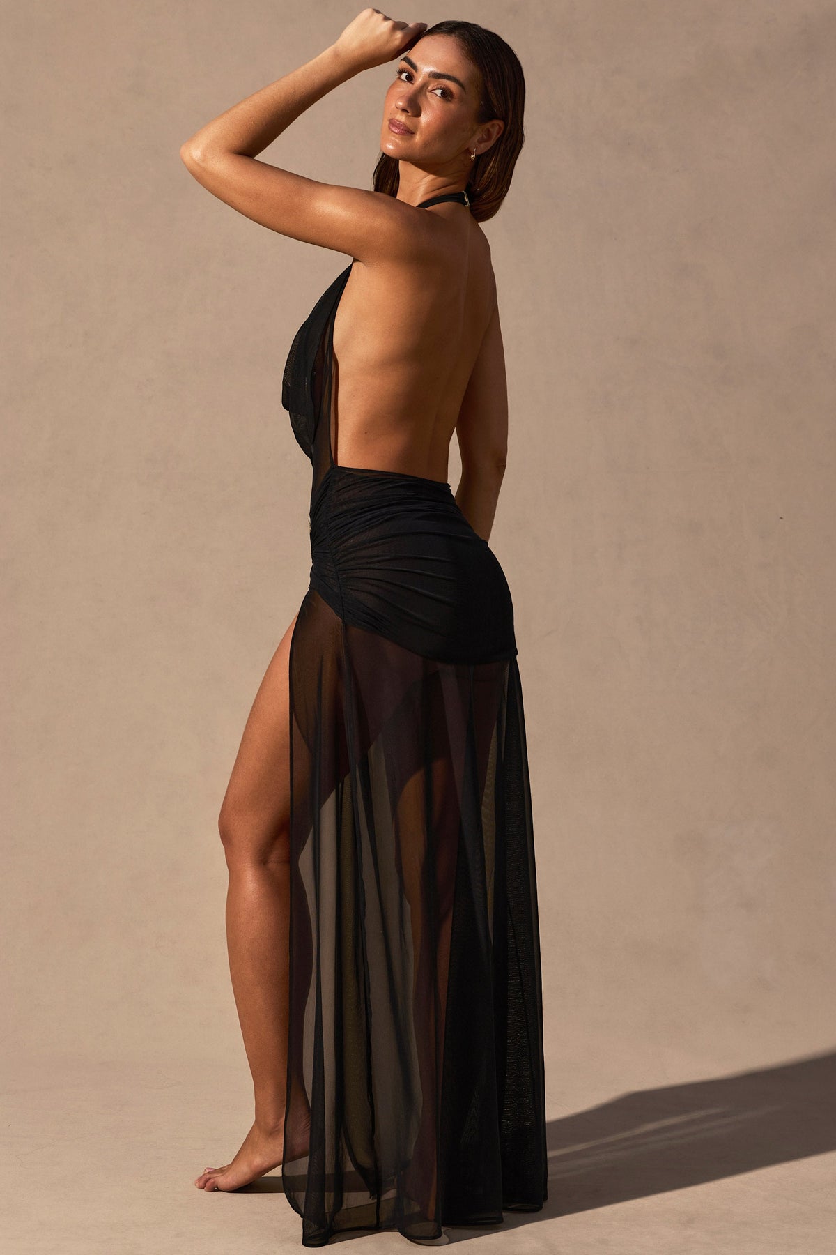 Belavie Anaye Cowl-Neck Plunge Maxi Dress in Black