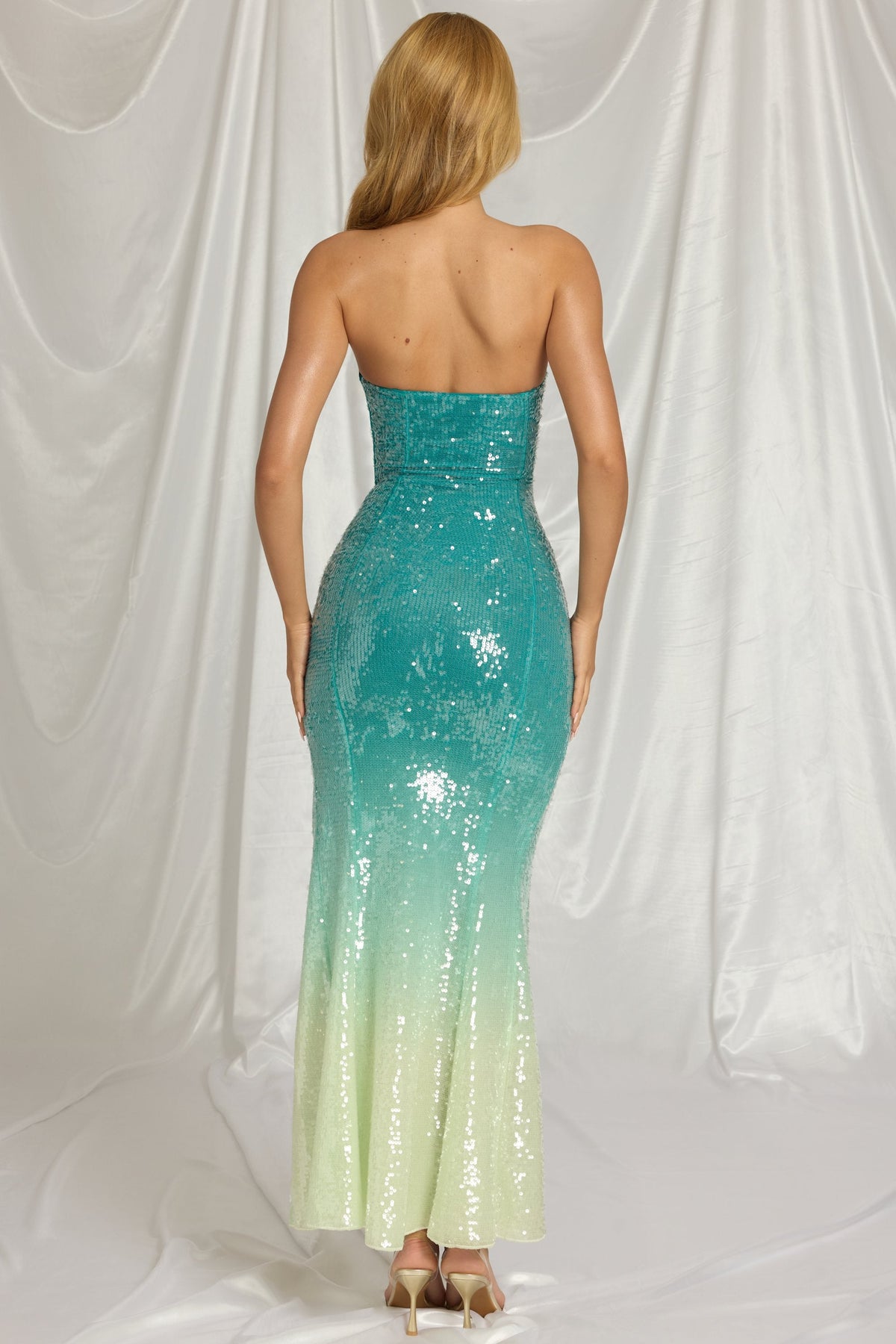 Belavie Maella Bandeau Maxi Dress in Blue Ombre