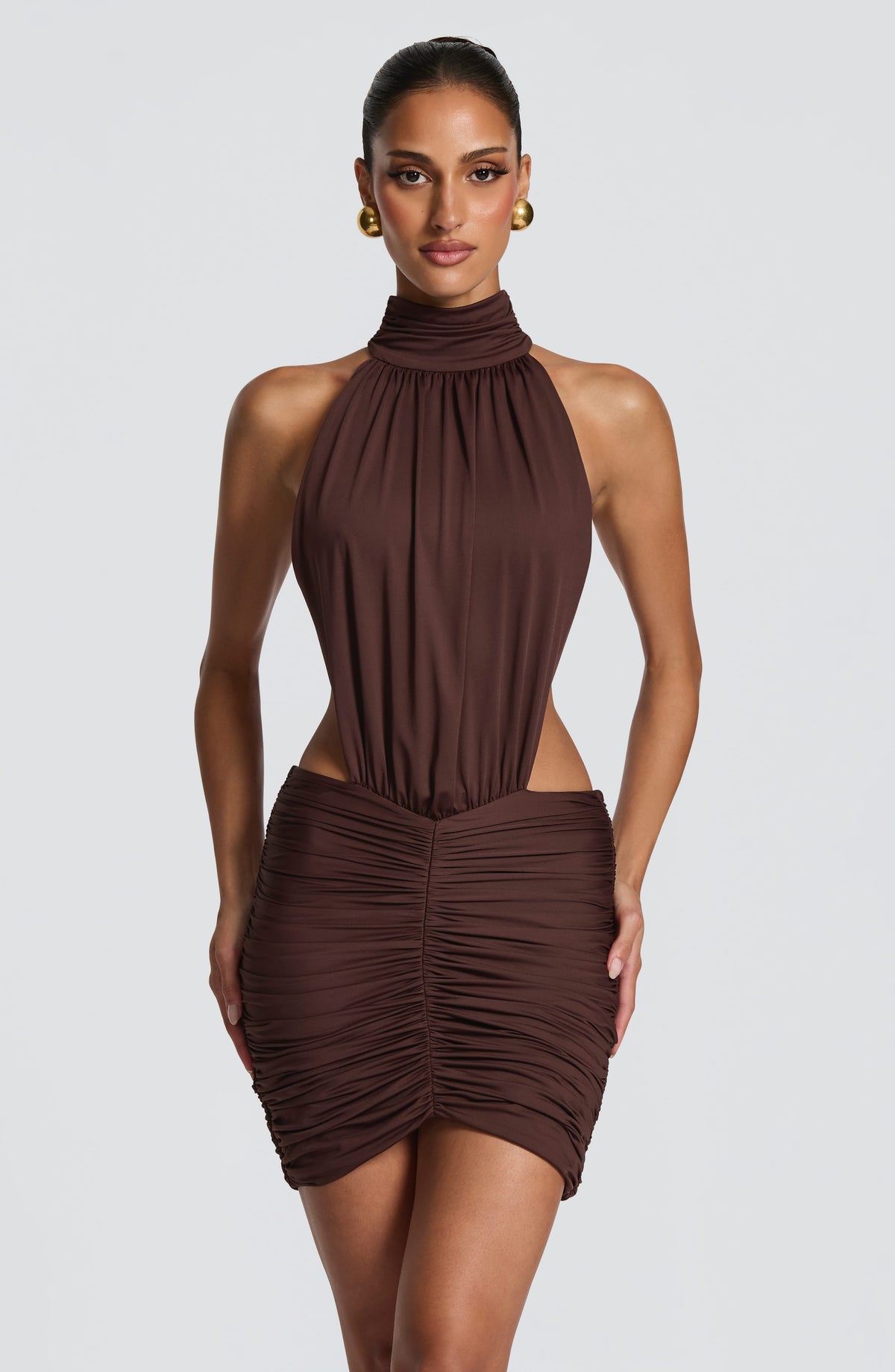 Belavie Theklella Mini Dress - Plum Brown